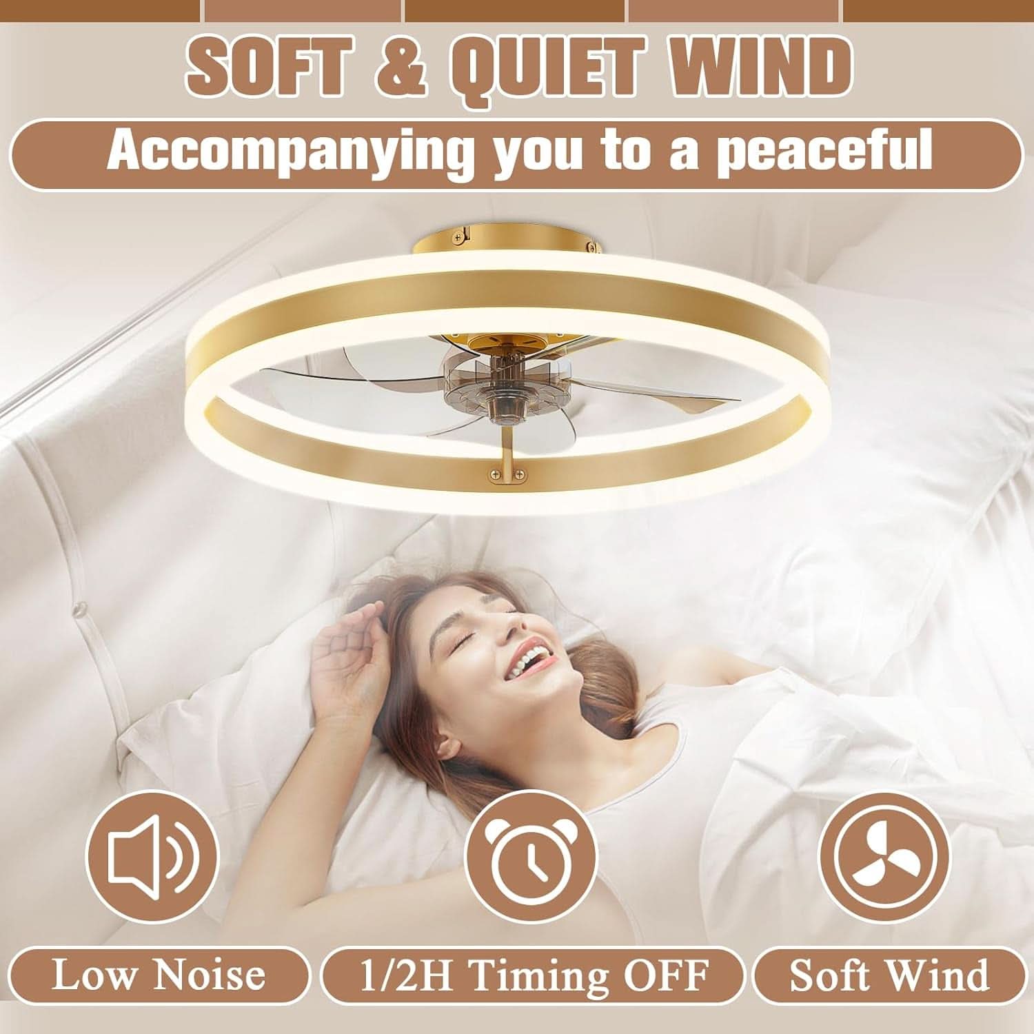 19.7In Low Profile Ceiling Fan With Remote And Dimmable LED