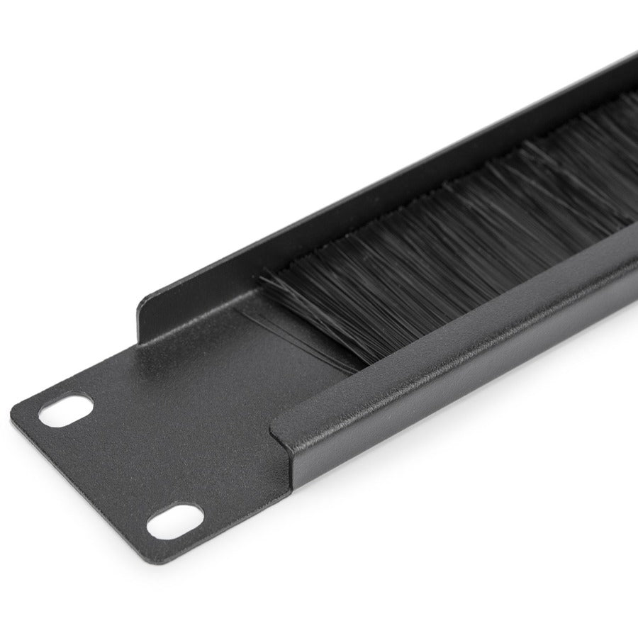 1U Rack Mount Brush Panel- Blk,Rack Cable Management - Black
