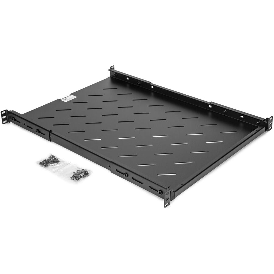 1U Universal Vented Rack Shelf,25.6In 650Mm Shelf Depth Black