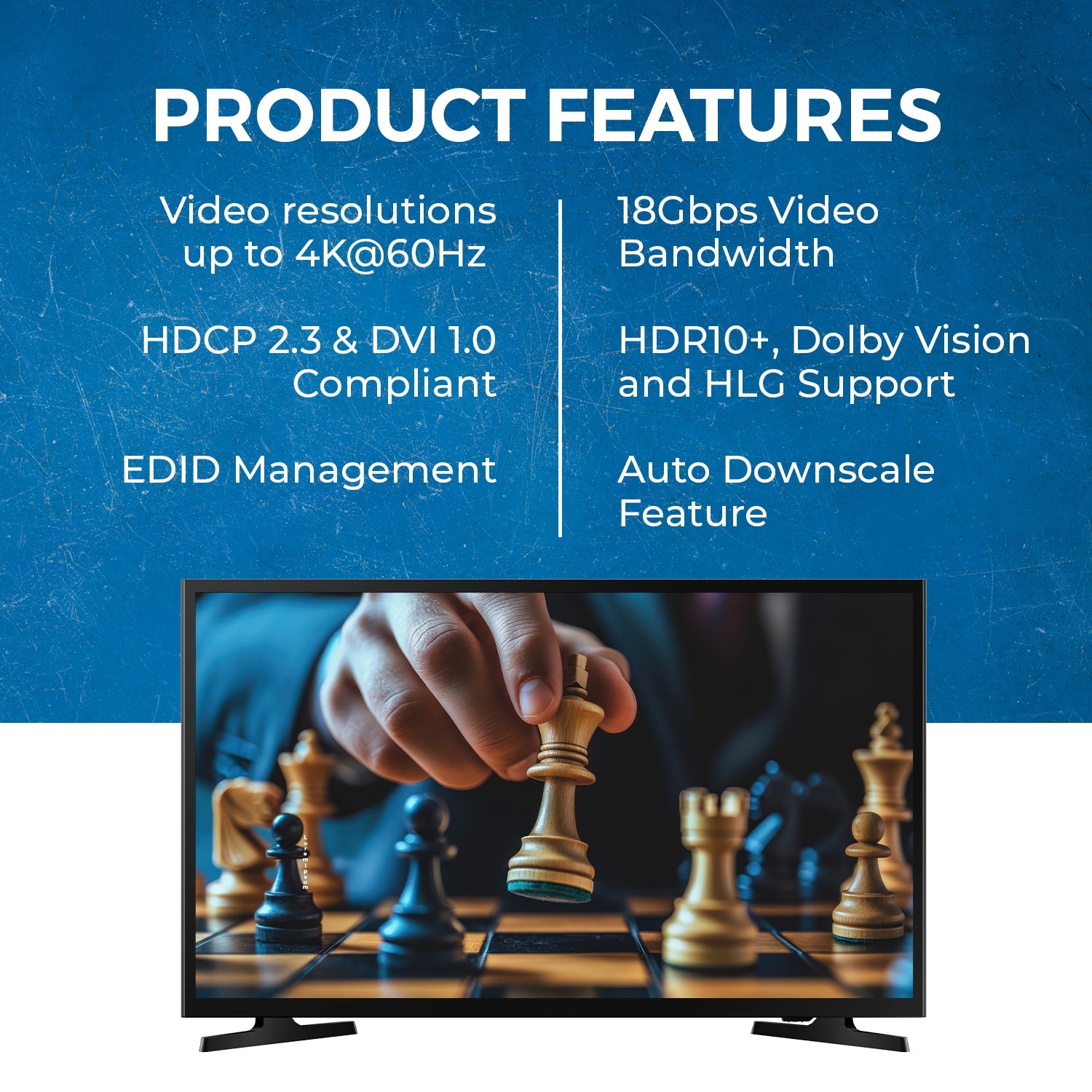 1x2 HDMI Splitter: 1-in 2-out, UltraHD 4K, Downscale, EDID (UHD-PRO102)