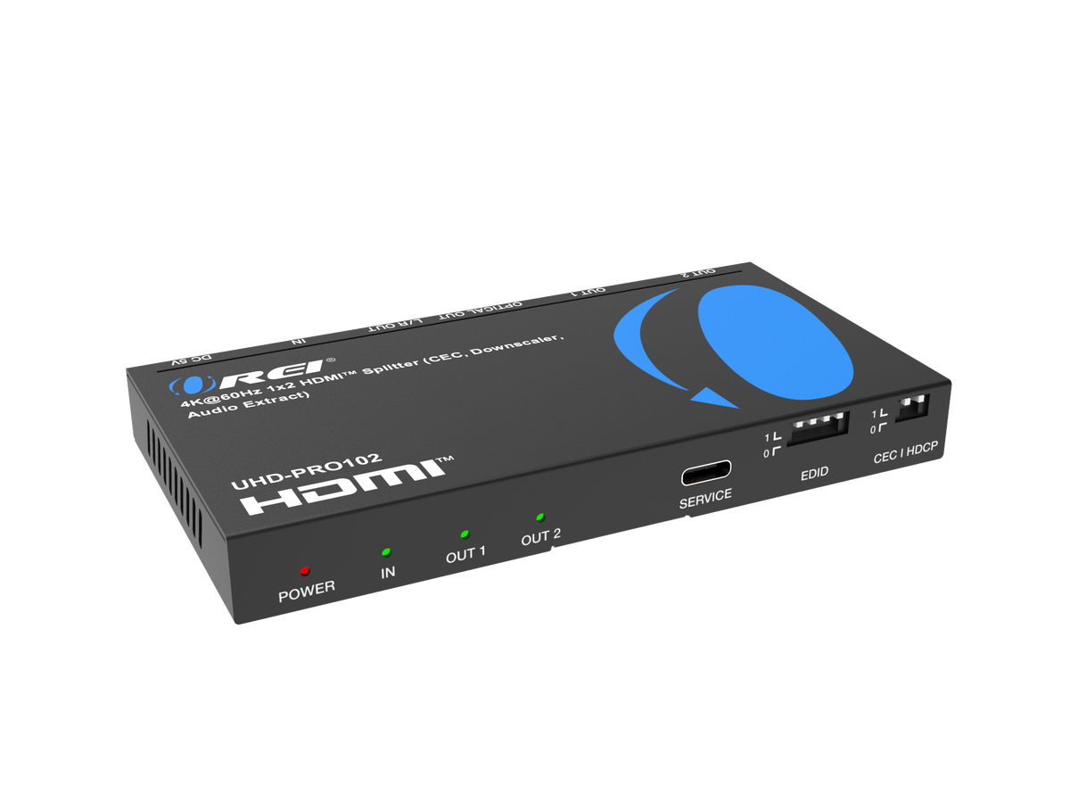1x2 HDMI Splitter: 1-in 2-out, UltraHD 4K, Downscale, EDID (UHD-PRO102)
