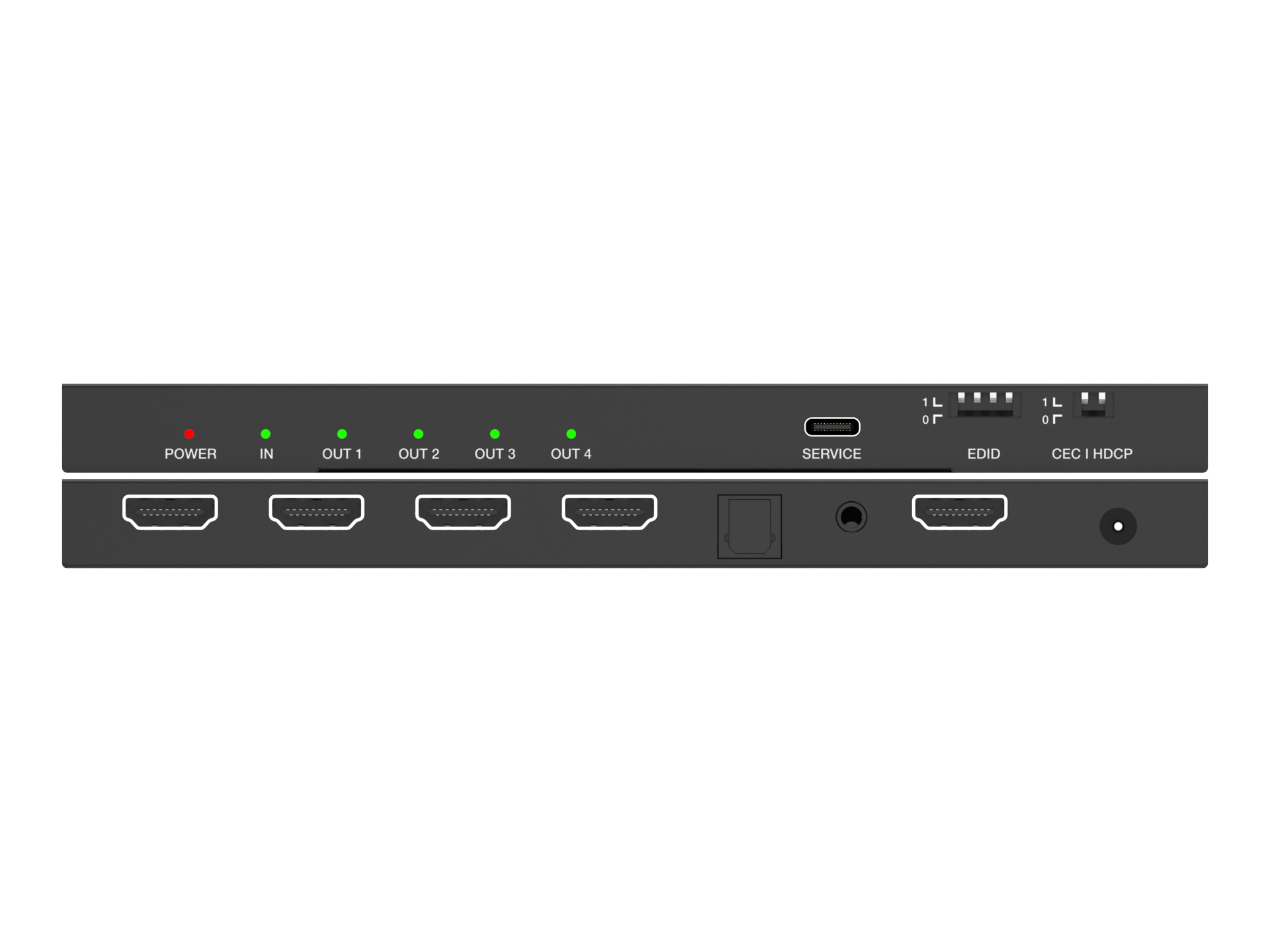 1x4 HDMI Splitter: 1-in 4-out, UltraHD 4K, Auto-Downscale, EDID (UHD-PRO104)