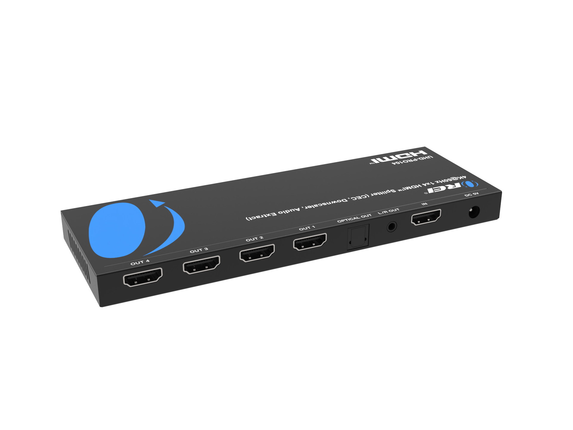1x4 HDMI Splitter: 1-in 4-out, UltraHD 4K, Auto-Downscale, EDID (UHD-PRO104)