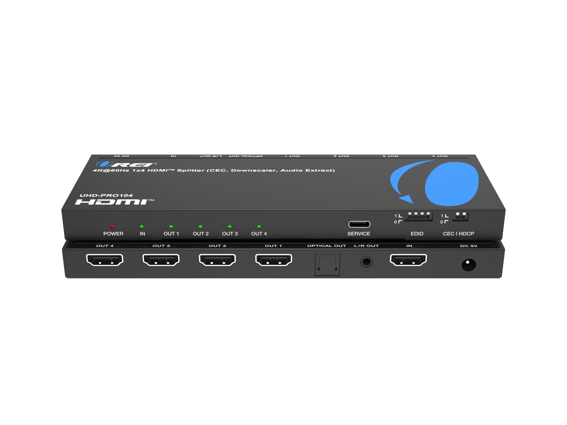 1x4 HDMI Splitter: 1-in 4-out, UltraHD 4K, Auto-Downscale, EDID (UHD-PRO104)