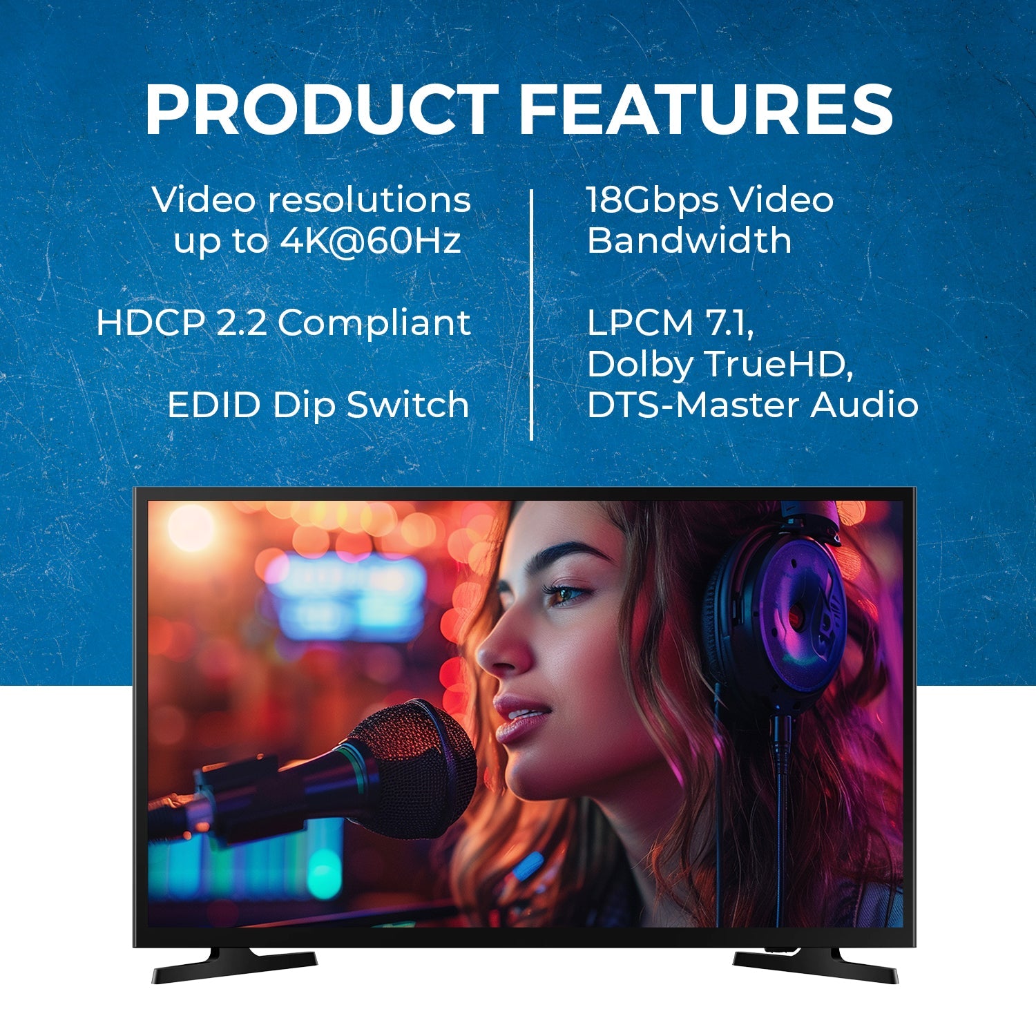 1x4 HDMI Splitter: 1-in 4-out, UltraHD 4K, Auto-Downscale, EDID (UHD-PRO104)