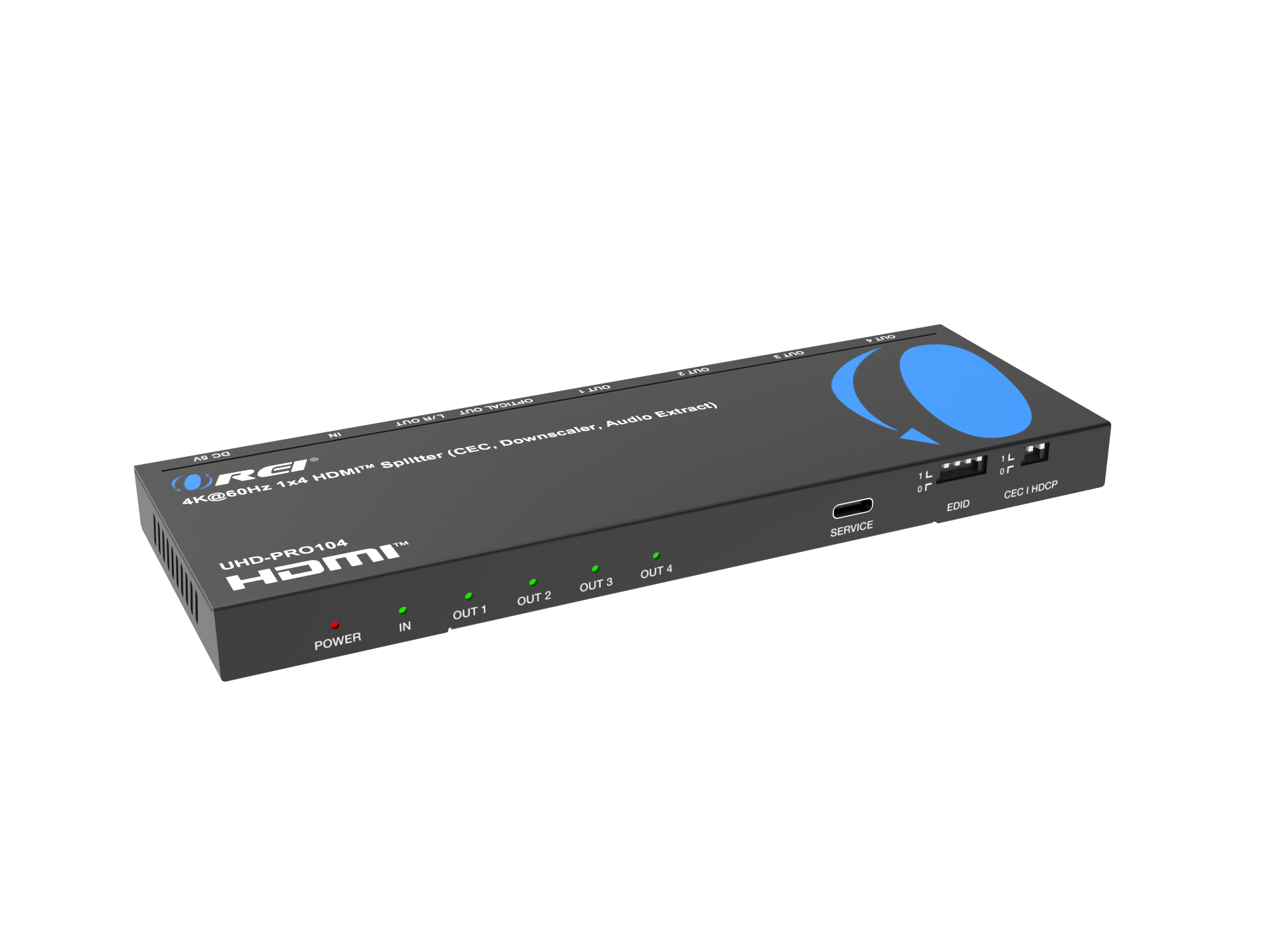 1x4 HDMI Splitter: 1-in 4-out, UltraHD 4K, Auto-Downscale, EDID (UHD-PRO104)