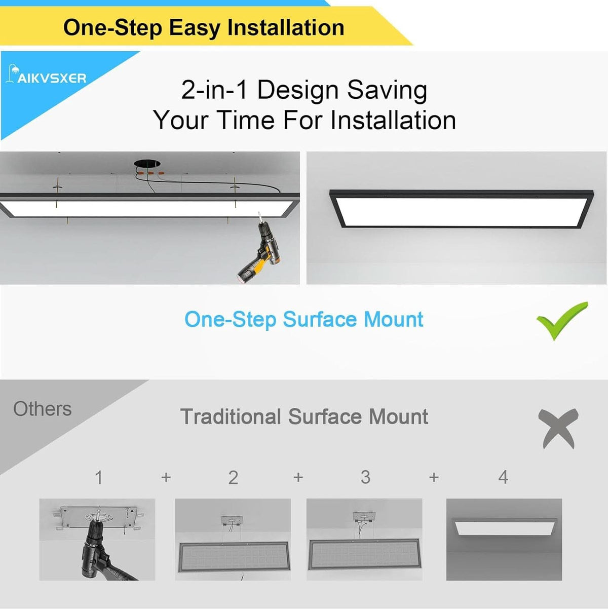 1x4 LED Ceiling Light 5500LM Dimmable 3000K 4000K 5000K