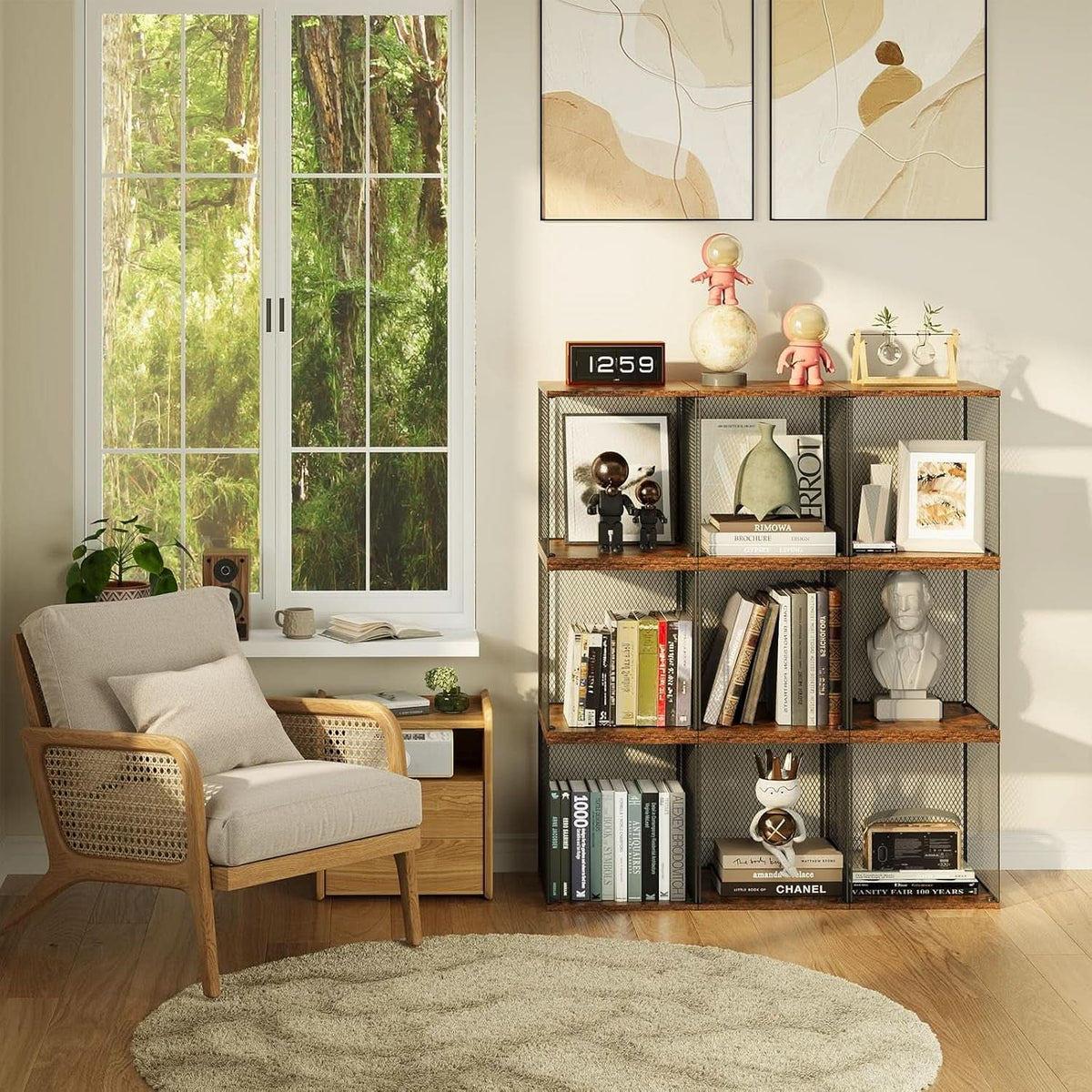 2 Cube Stackable Book Shelves Organizer Black Brown Wood For Kids Rooms And Living Spaces