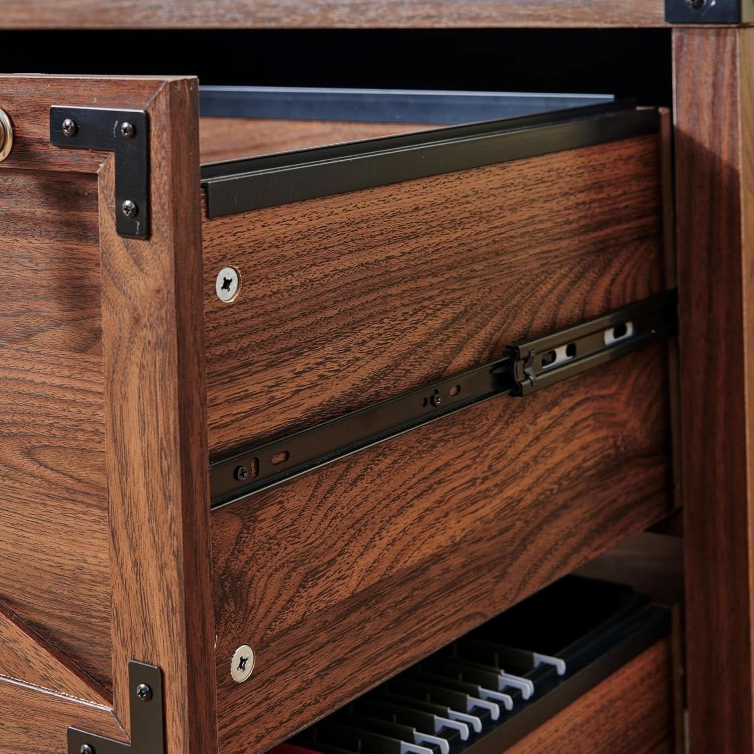 2 Drawer Farmhouse Lateral Filing Cabinet With Lock In Brown For Home Office Legal Letter A4 F4 Sizes