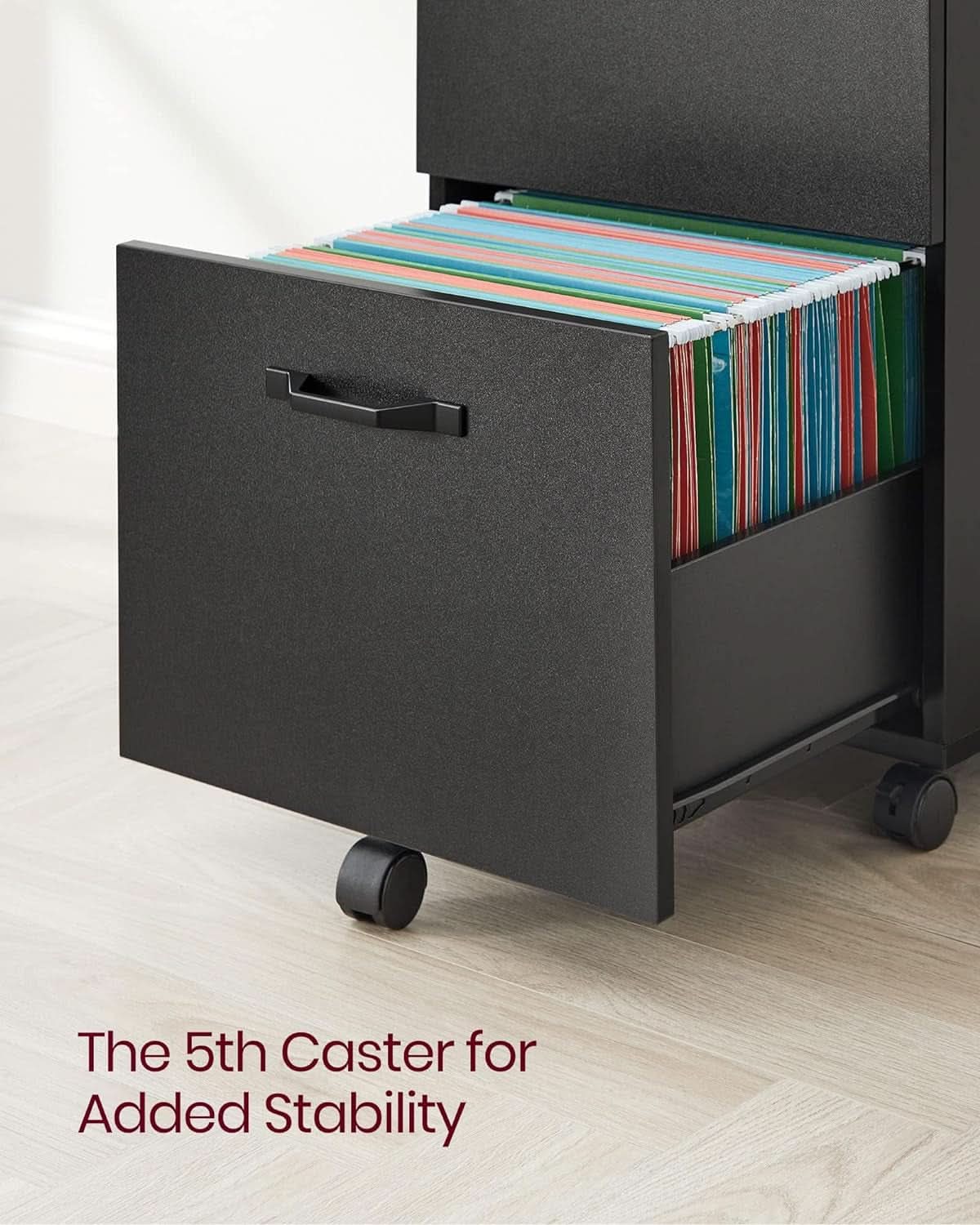 2-Drawer File Cabinet Matte Black For Home Office And Printer Stand Fits A4 And Letter Files