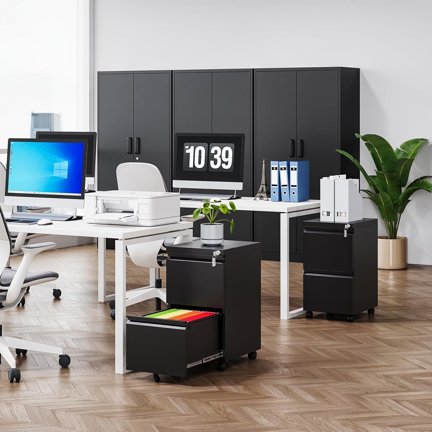 2 Drawer File Cabinet On Wheels For Home Office Under Desk With Lock Vertical Letter Legal A4 Files Fully Assembled