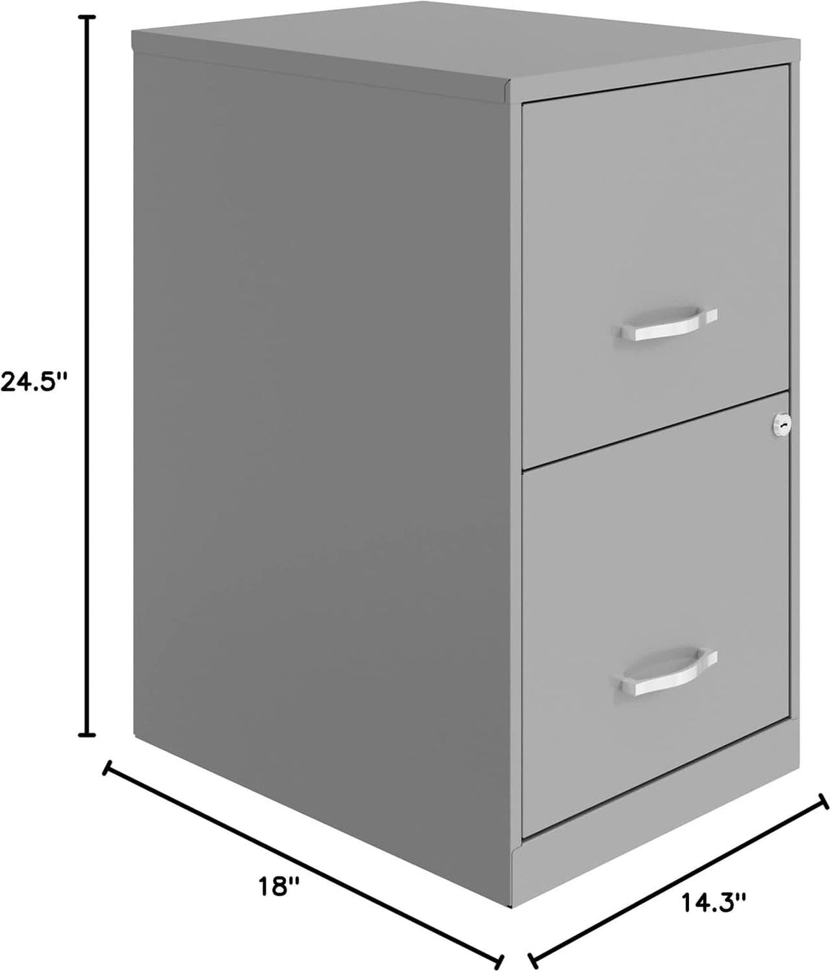 2-Drawer File Cabinet Silver 14.2 X 18 X 24.5 In