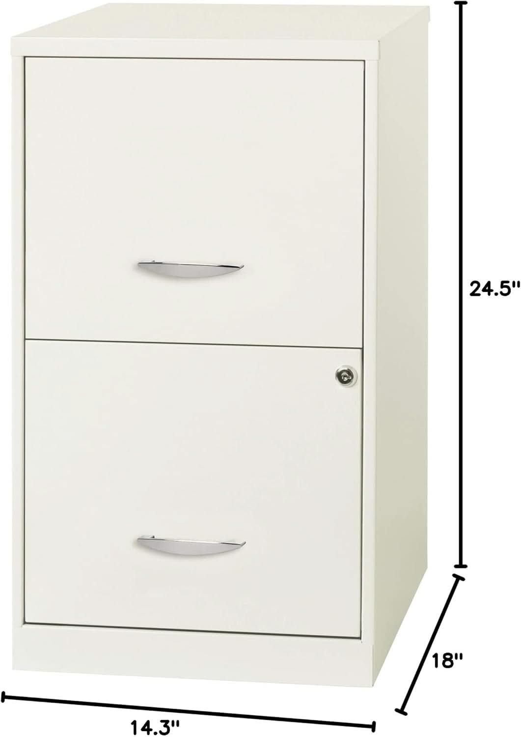 2-Drawer File Cabinet White 14.2 X 18 X 24.5 Inches Locking Drawers Steel Enamel
