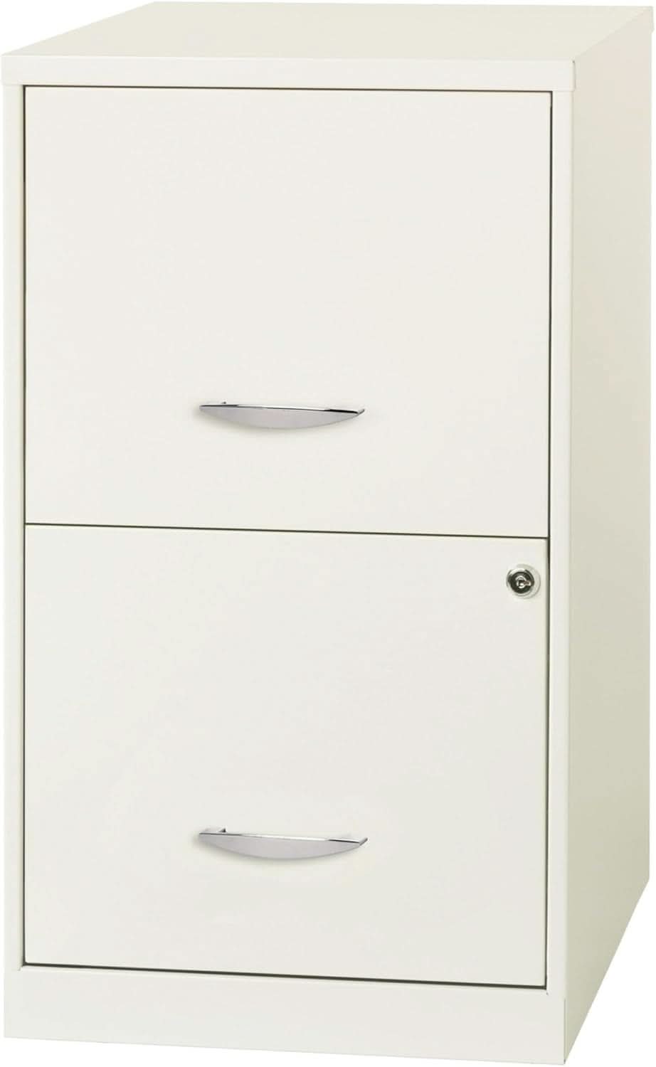 2-Drawer File Cabinet White 14.2 X 18 X 24.5 Inches Locking Drawers Steel Enamel