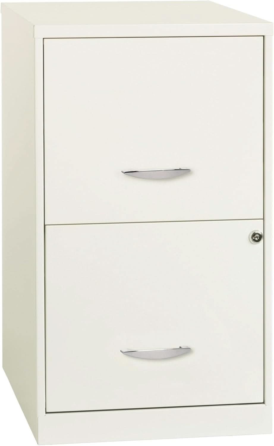 2-Drawer File Cabinet White 14.2 X 18 X 24.5 Inches Locking Drawers Steel Enamel