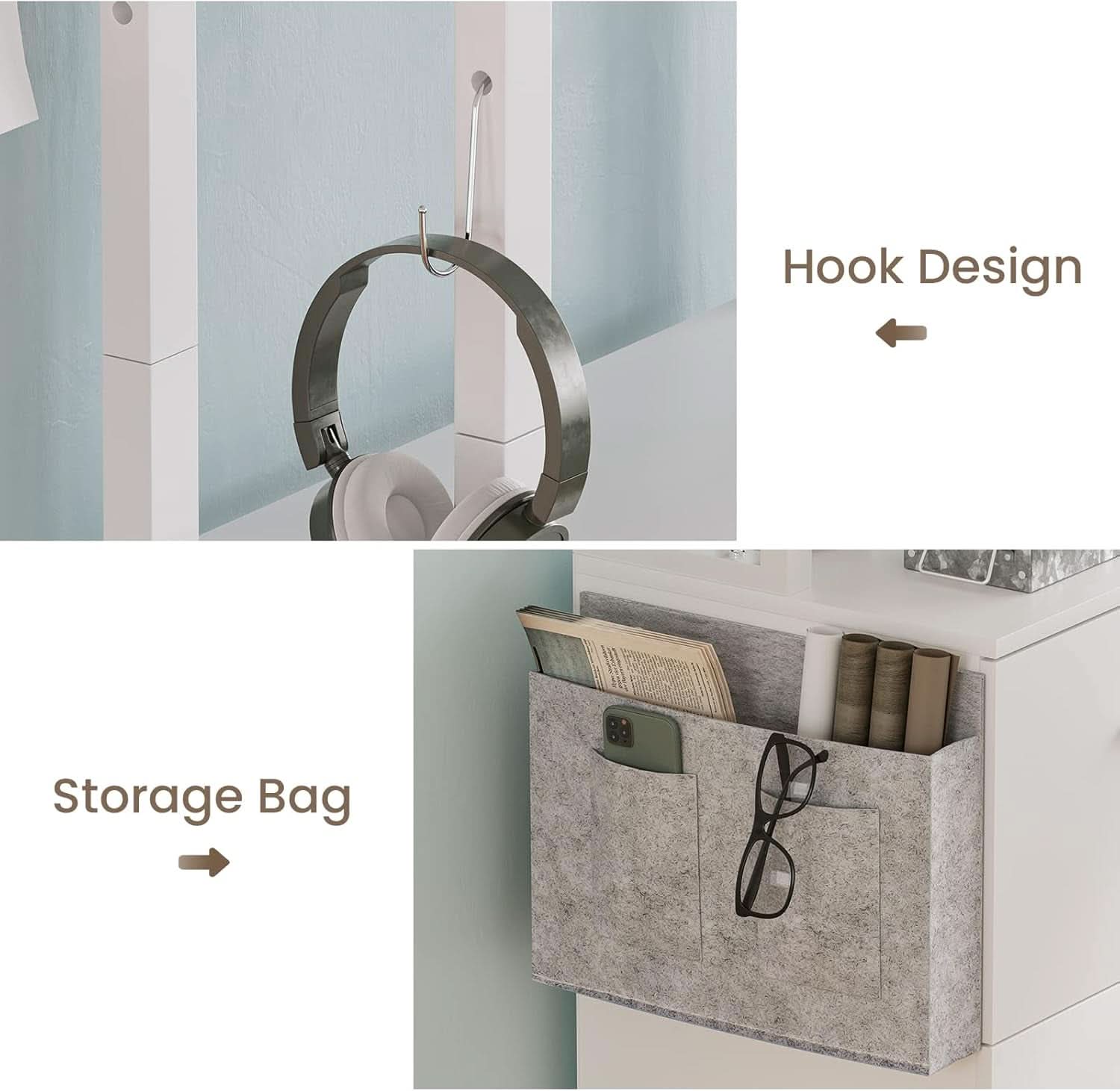2 Drawer File Cabinet With Lock For Letter Legal A4 Folders White With Storage Bag Open Shelf And Hook