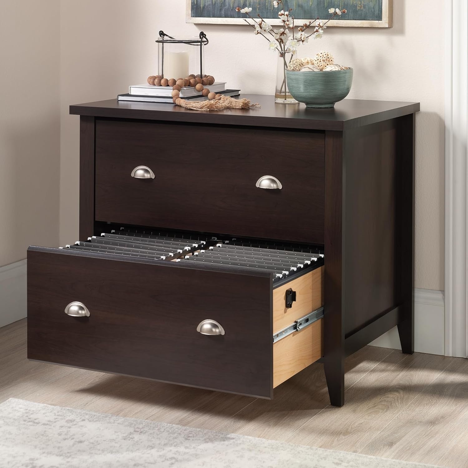 2 Drawer Lateral File Cabinet Cinnamon Cherry Finish