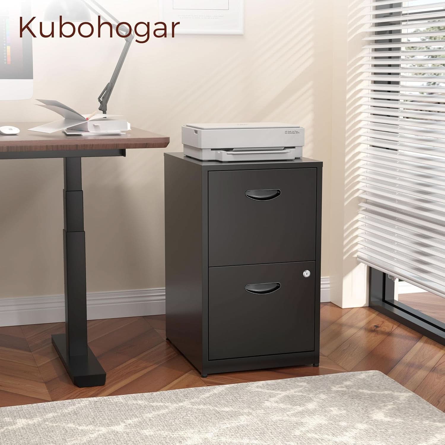 2 Drawer Locking Vertical File Cabinet Black Metal For Hanging Files Letter A4 Documents
