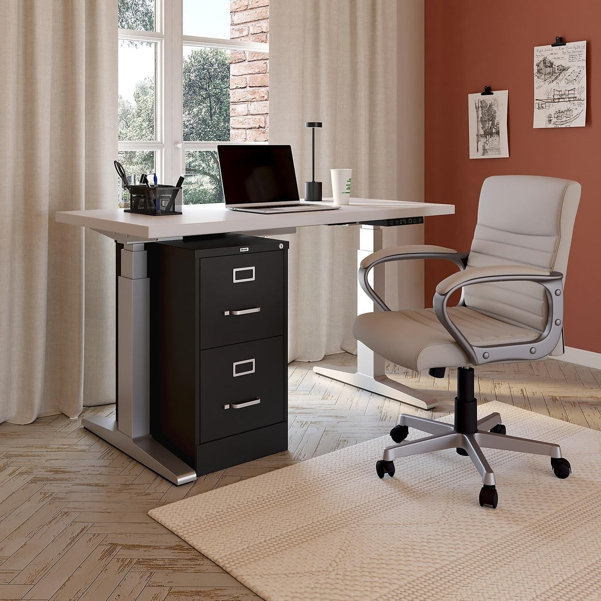 2 Drawer Locking Vertical File Cabinet Letter Size For Office Use