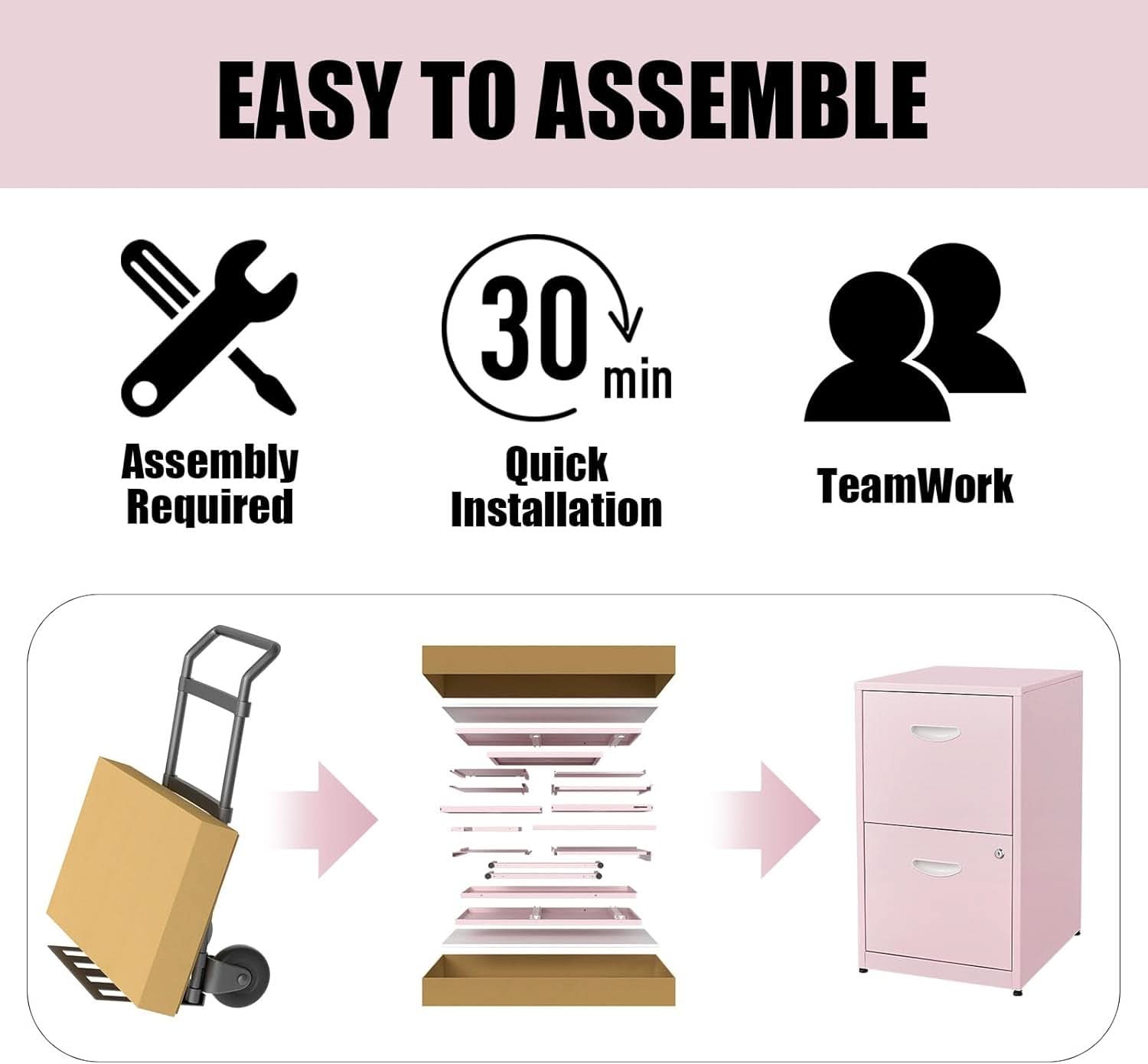 2 Drawer Pink Metal Vertical Filing Cabinet With Lock For Letter Size Files Home Office