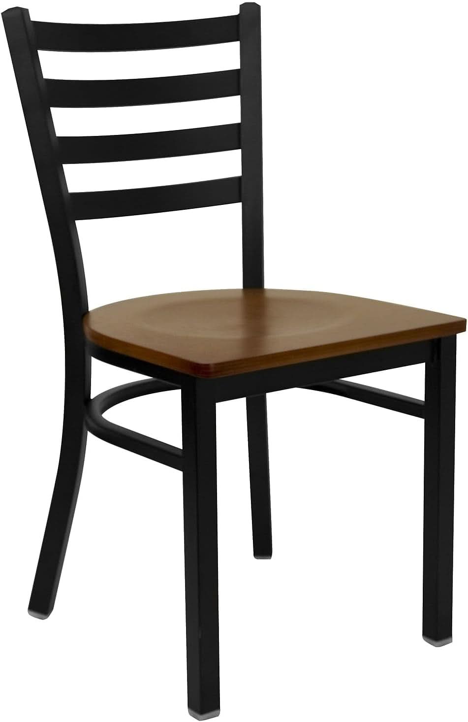 2 Pack HERCULES Series Black Ladder Back Metal Restaurant Chair With Cherry Wood Seat