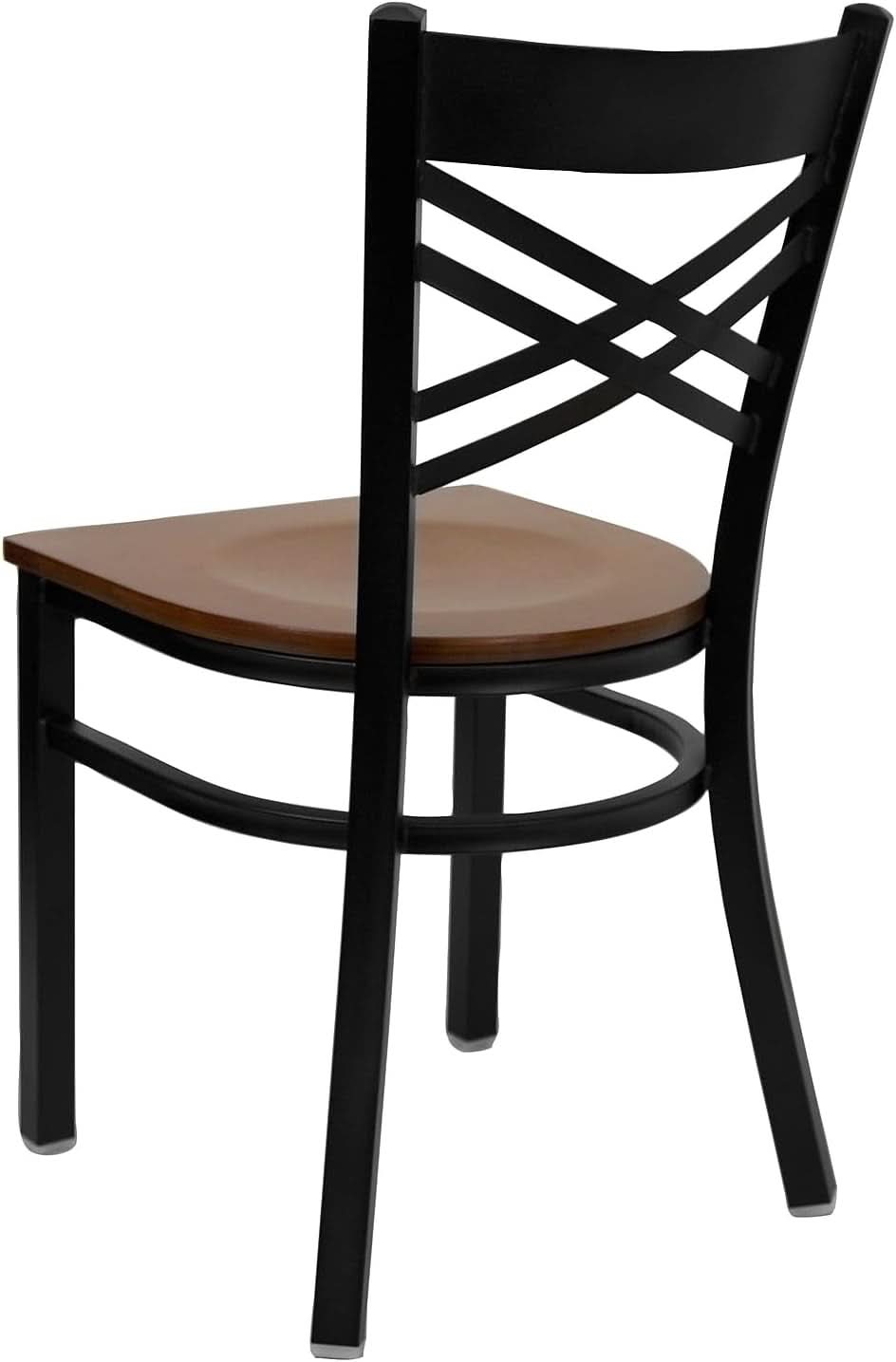 2 Pack HERCULES Series Black X Back Metal Dining Chairs With Cherry Wood Seats For Home Or Commercial Use