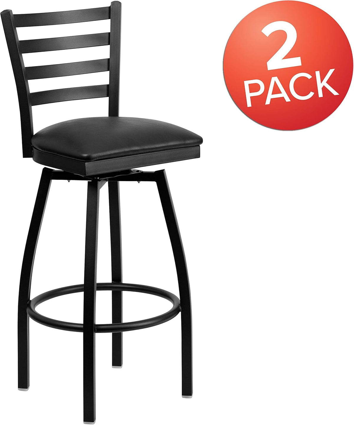 2 Pack Hercules Series Black Swivel Bar Stools For Commercial Use And Home Kitchens
