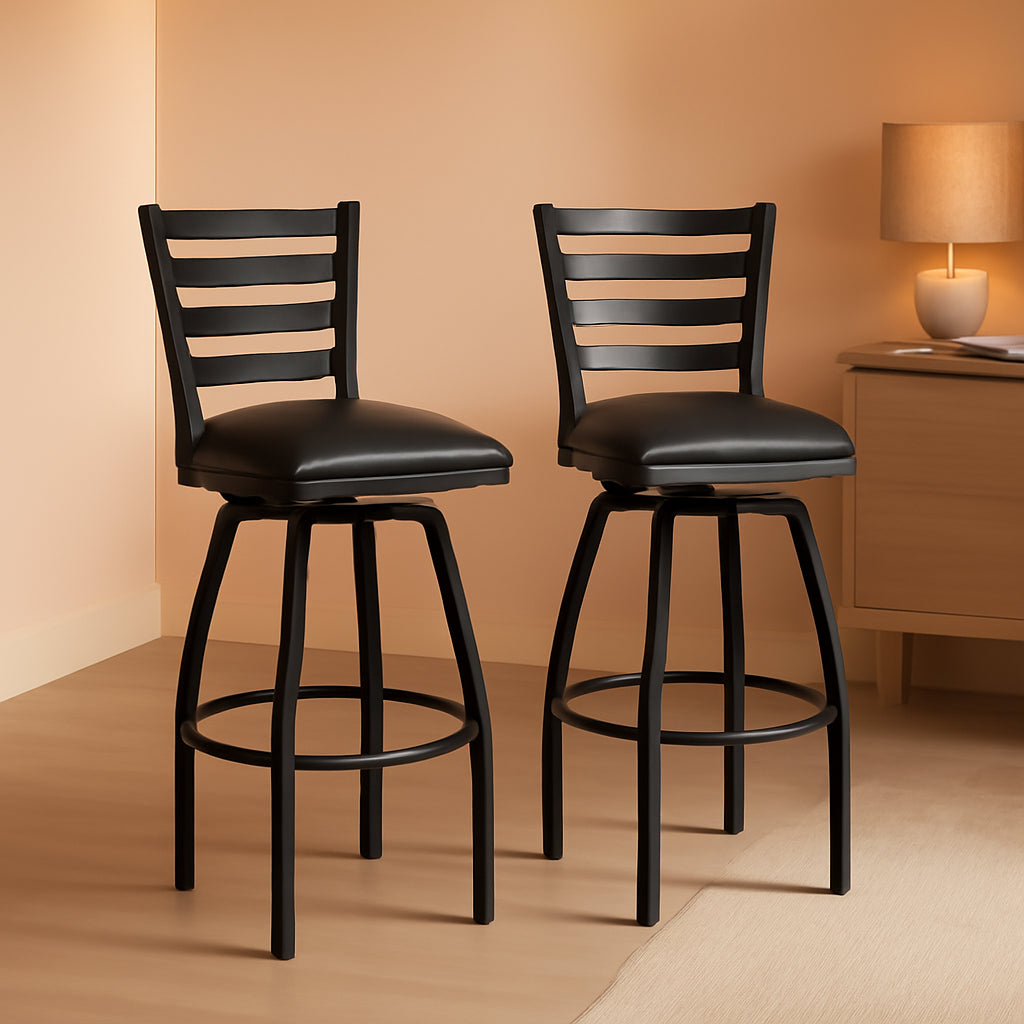 2 Pack Hercules Series Black Swivel Bar Stools For Commercial Use And Home Kitchens
