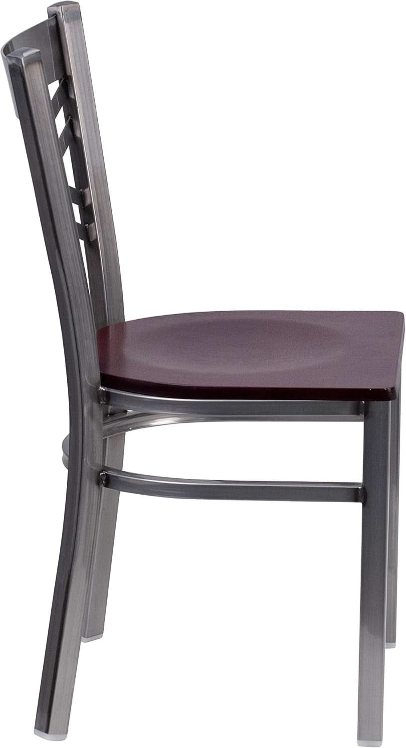 2 Pack Hercules X Back Metal Restaurant Chair With Mahogany Wood Seat For Commercial Use