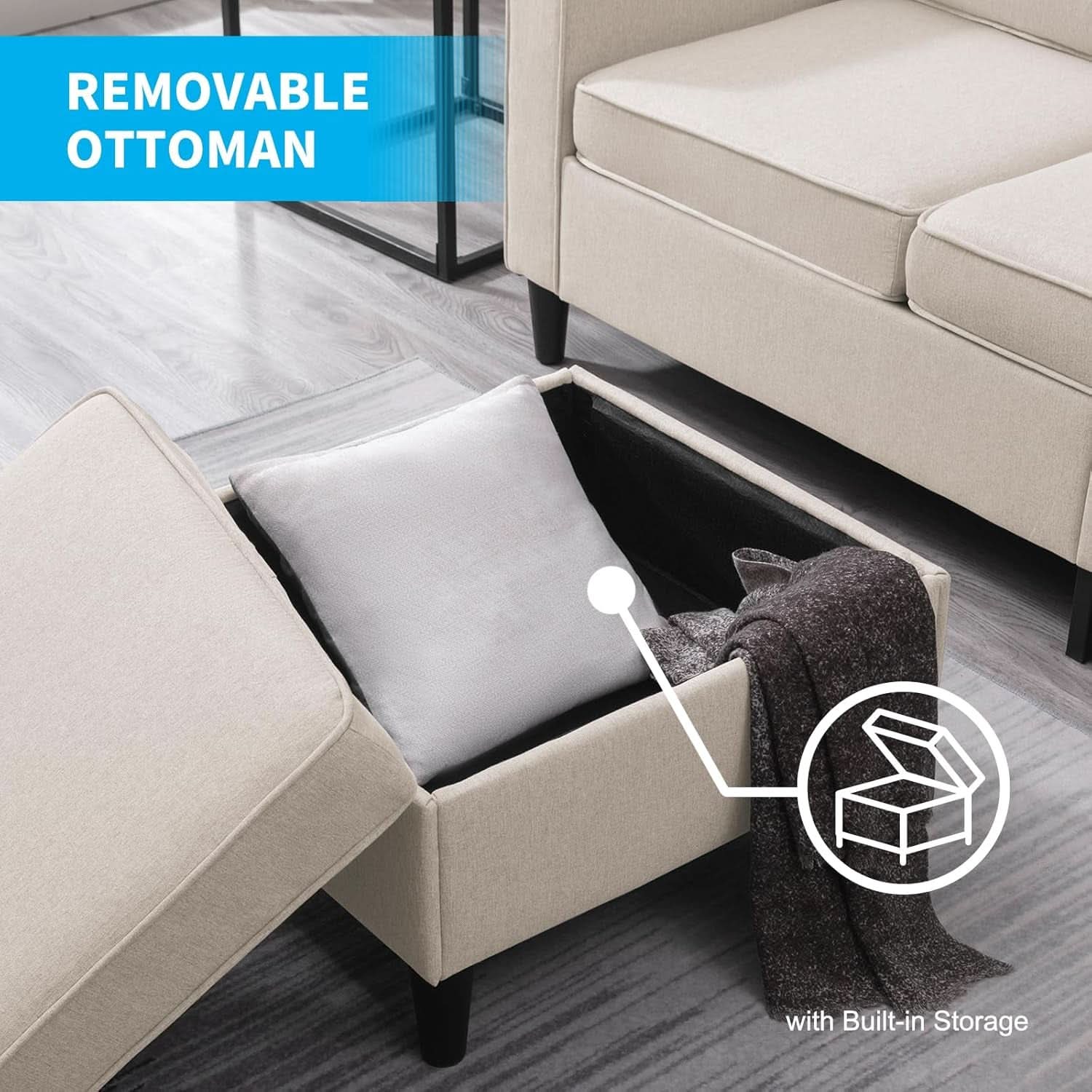 2 Piece L Shape Sectional Sofa Set With Chaise 78 Inch Wide 3 Seater Convertible Living Room Couch