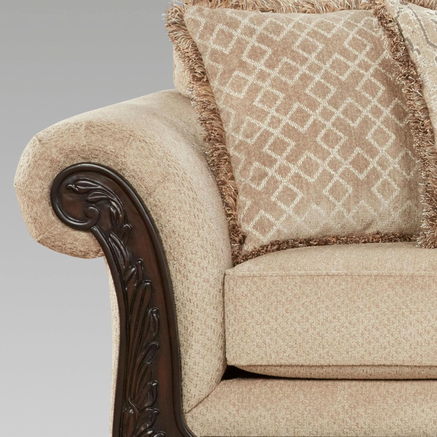 2 Piece Living Room Set Sofa and Loveseat in Beige Wheat