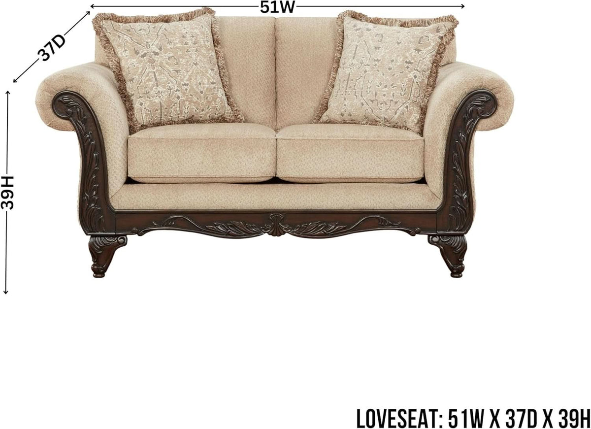 2 Piece Living Room Set Sofa and Loveseat in Beige Wheat