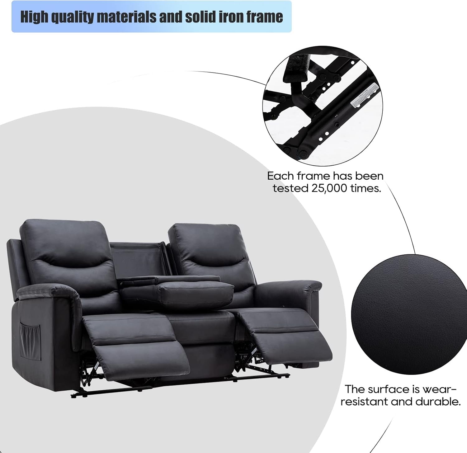 2 Piece Manual Recliner Sofa And Loveseat Set With Console And Cup Holders For Living Room
