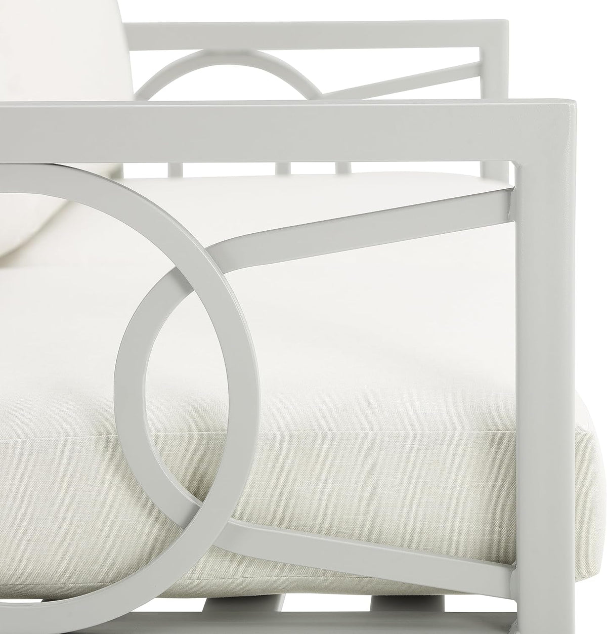 2 Piece Outdoor Coffee Table And Loveseat Set Gray Frame Creme Cushions