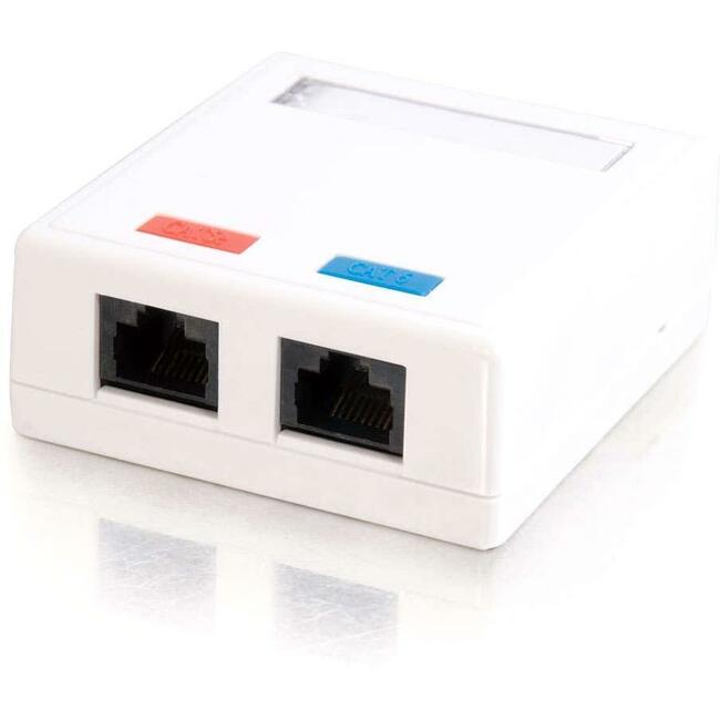 2-Port Cat5E Surface Mount Box - White