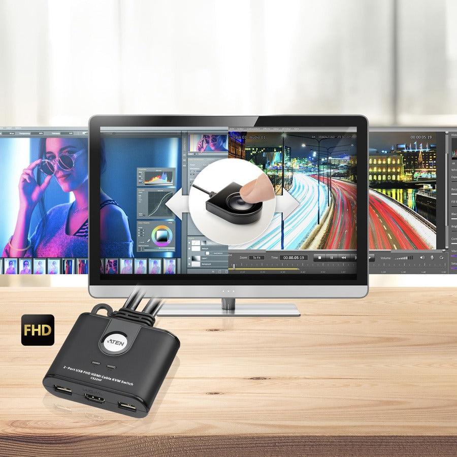 2-Port USB FHD HDMI Cable KVM Switch - CS22HF | TeciSoft