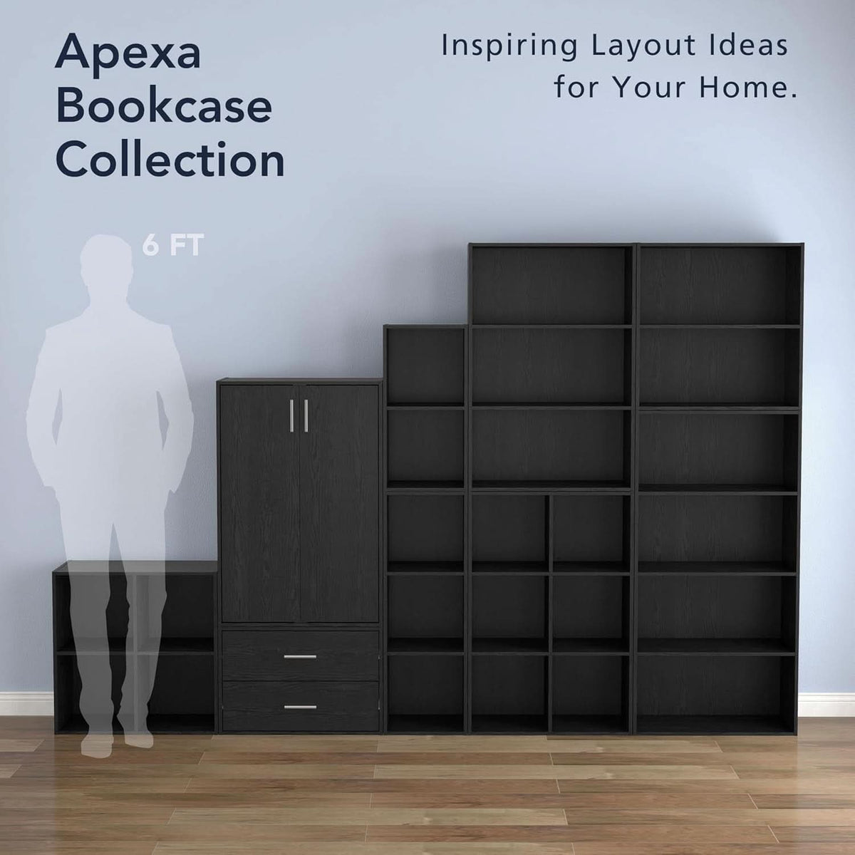 2 Tier Cube Storage Organizer Wood Bookcase Black Engineered Wood Stackable Dorm Room