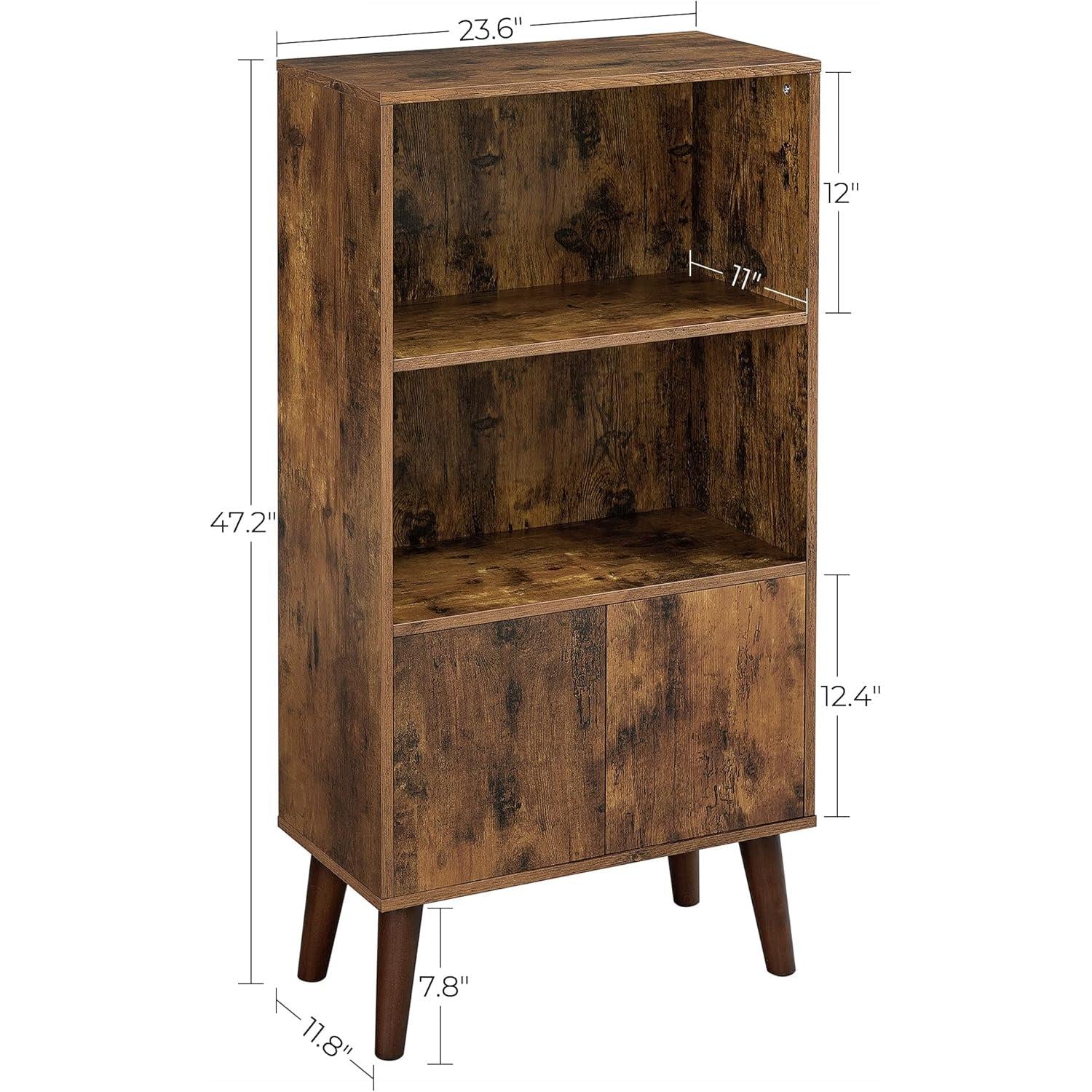 2 Tier Retro Bookcase Rustic Brown For Living Room