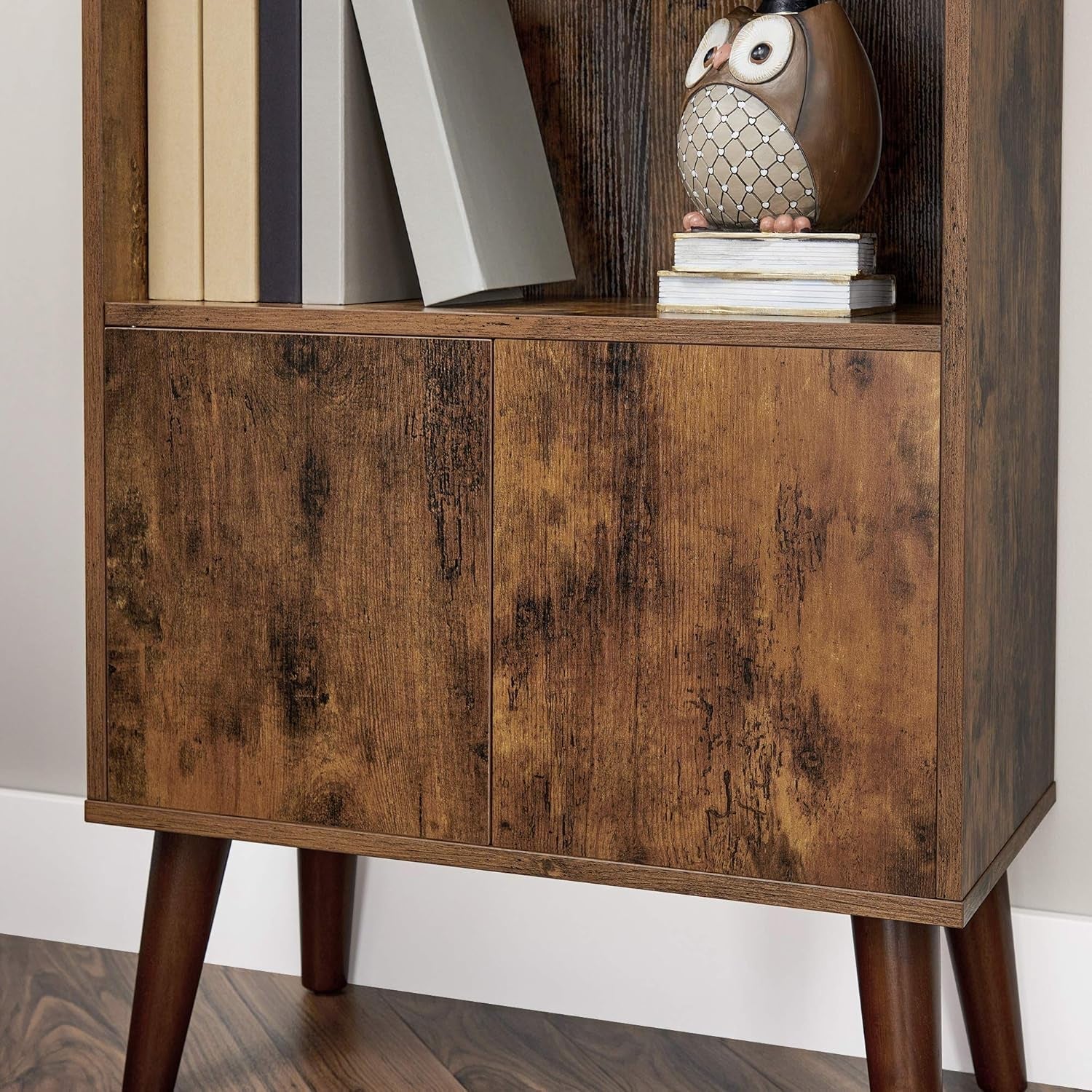 2 Tier Retro Bookcase Rustic Brown For Living Room