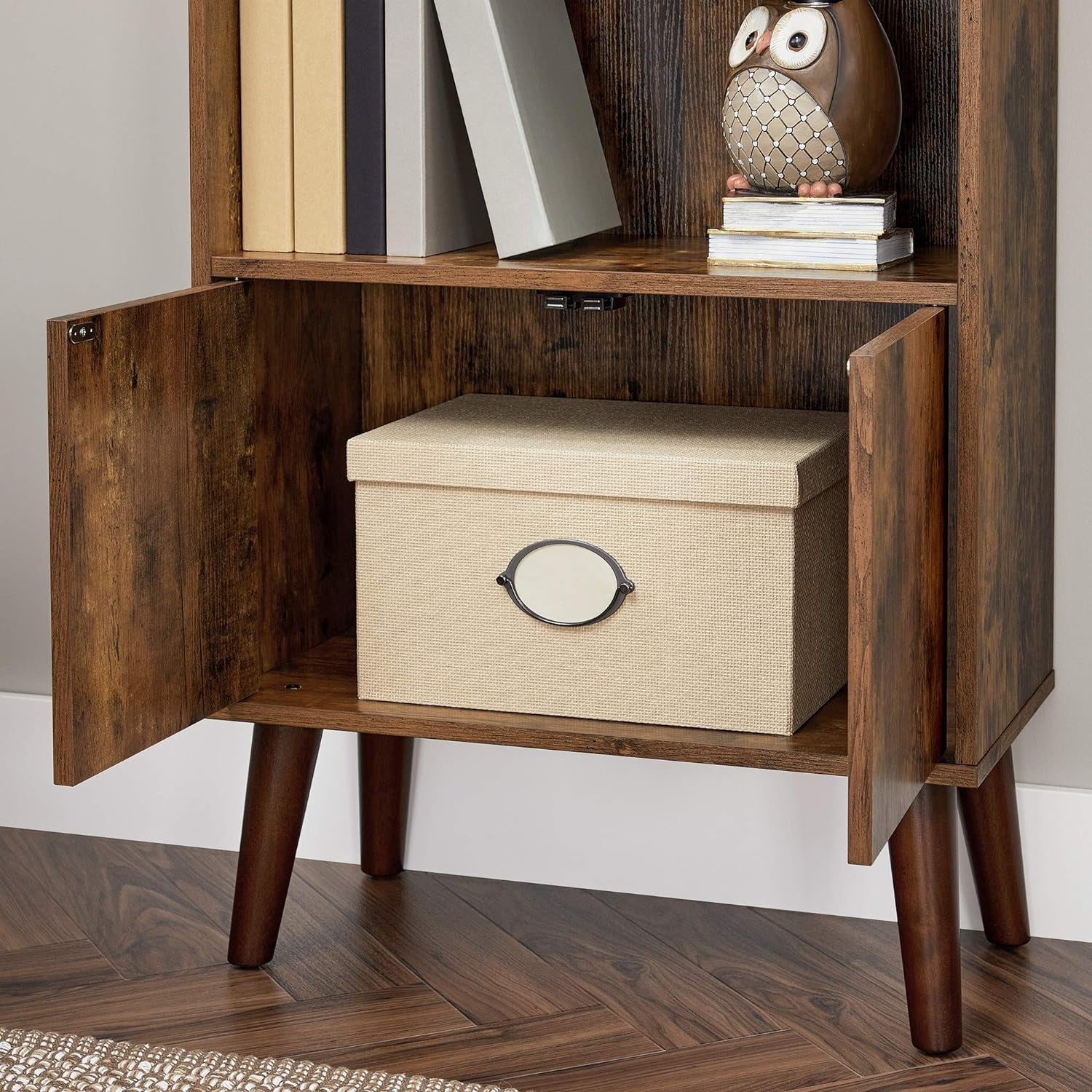 2 Tier Retro Bookcase Rustic Brown For Living Room