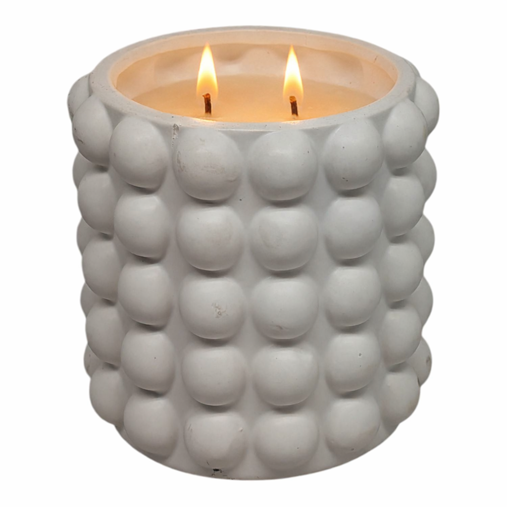 2 Wick Fresh Linen Scented Candle in Matte White Ceramic Jar