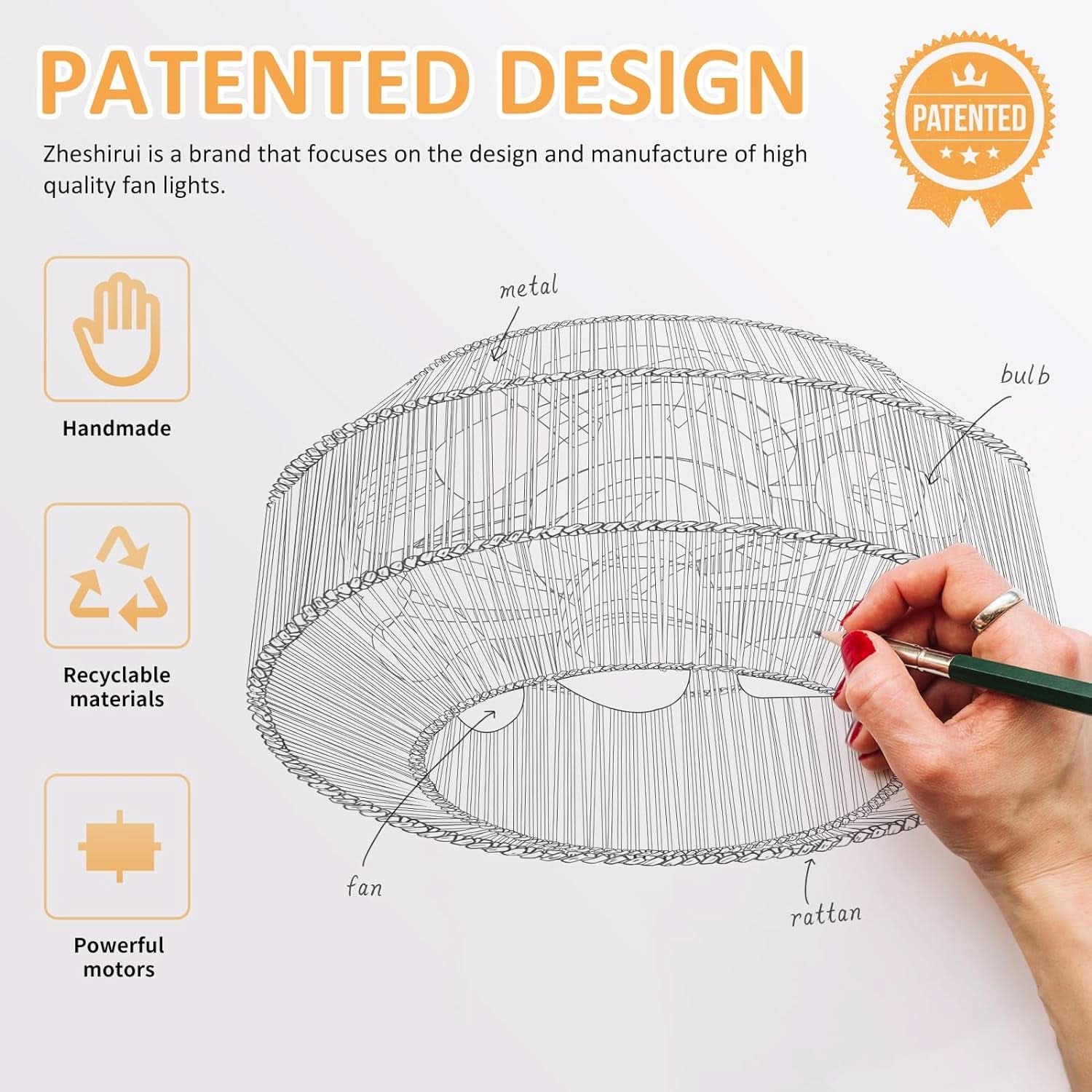 20 Inch Boho Caged Ceiling Fan With Light And Remote Control Flush Mount Six Speeds Rattan Shade
