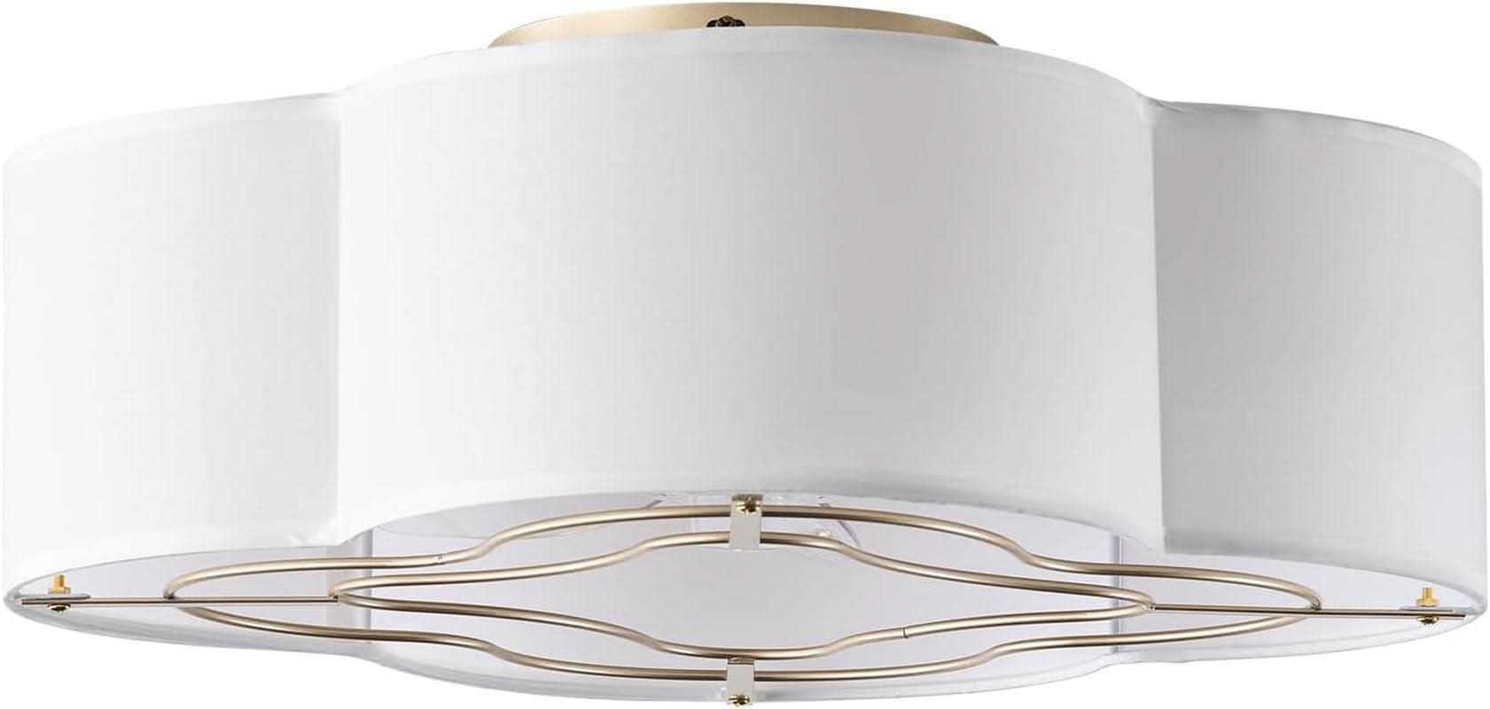 20 Inch Boho White Ceiling Fan With Light Remote Flush Mount
