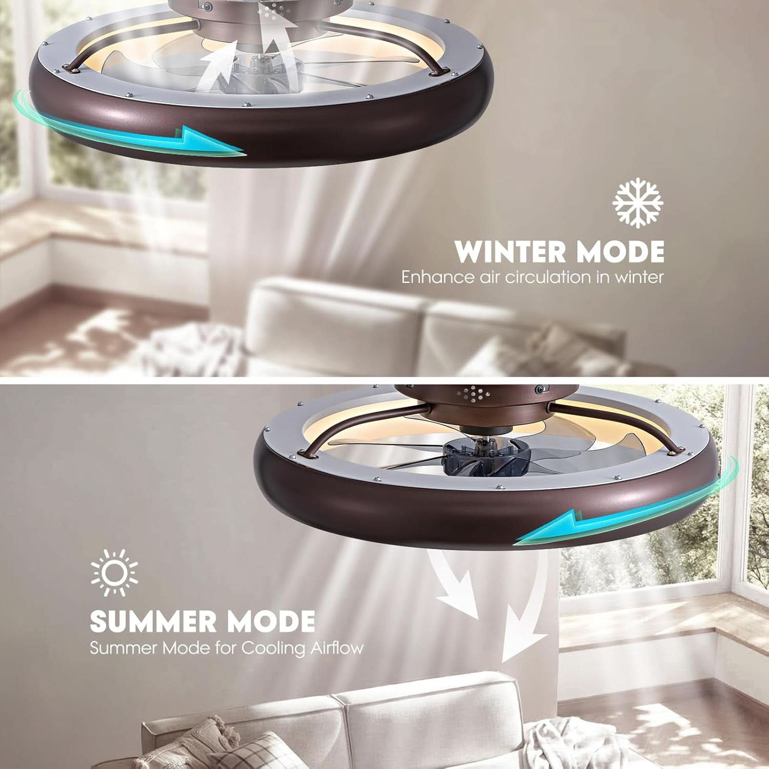 20 Inch Ceiling Fan With Dimmable Led Lights And Remote