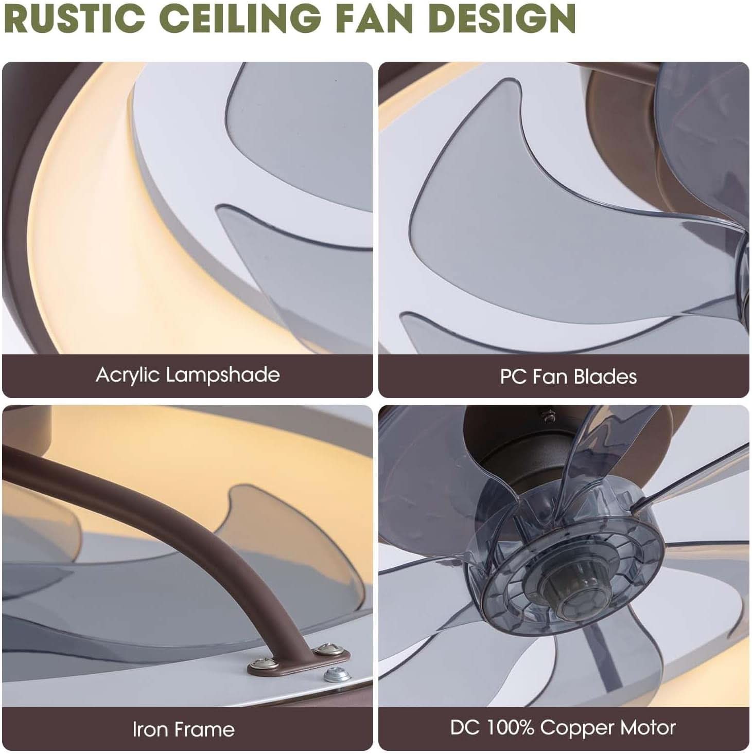 20 Inch Ceiling Fan With Dimmable Led Lights And Remote