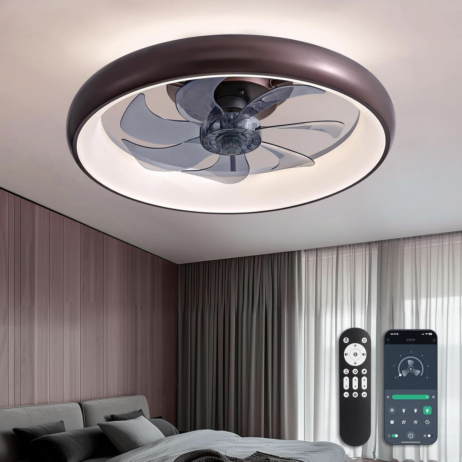 20 Inch Ceiling Fan With Dimmable Led Lights And Remote