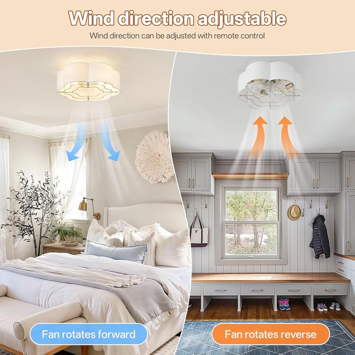 20 Inch Enclosed Boho Ceiling Fan With Integrated Light