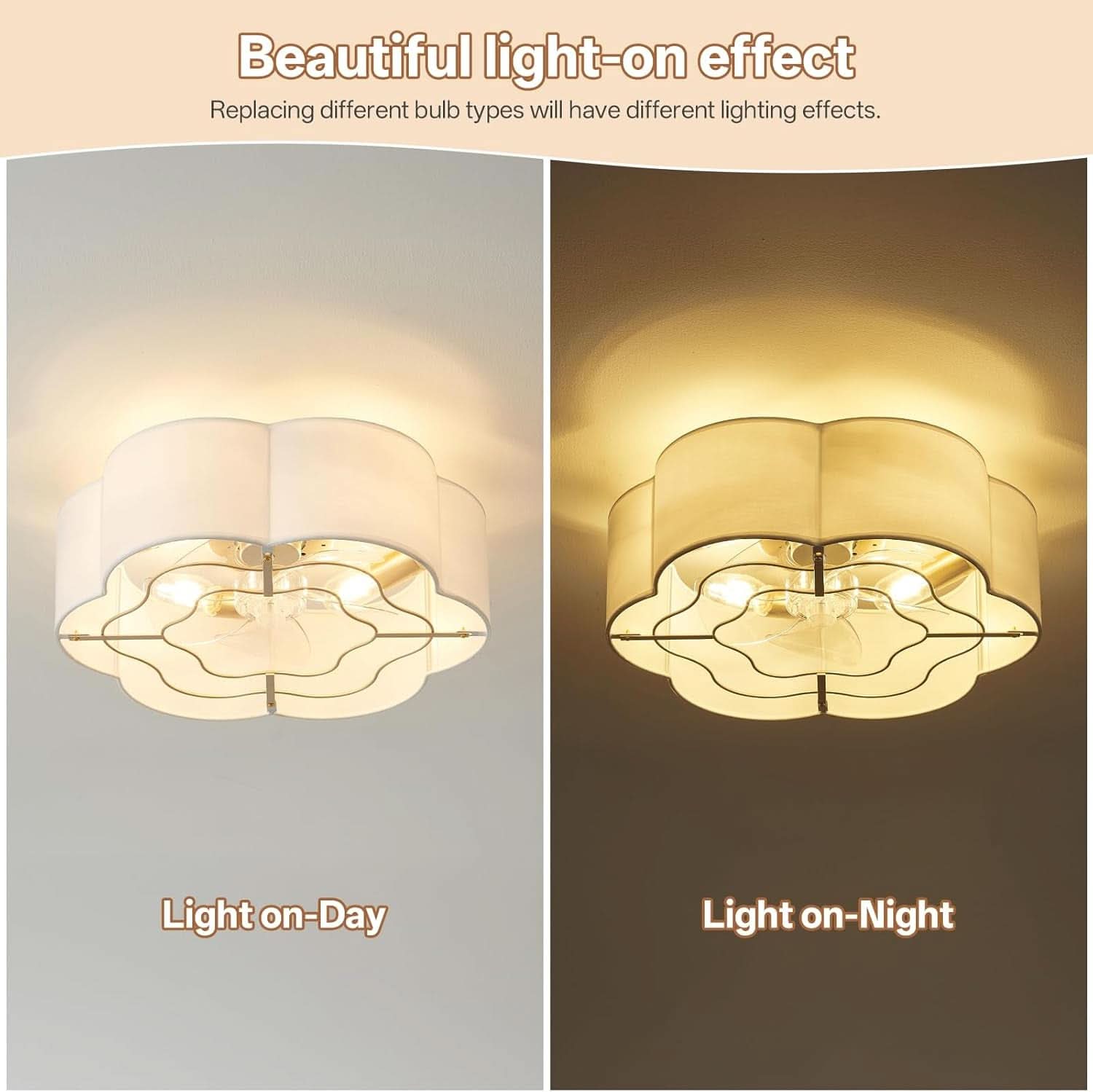 20 Inch Enclosed Boho Ceiling Fan With Integrated Light