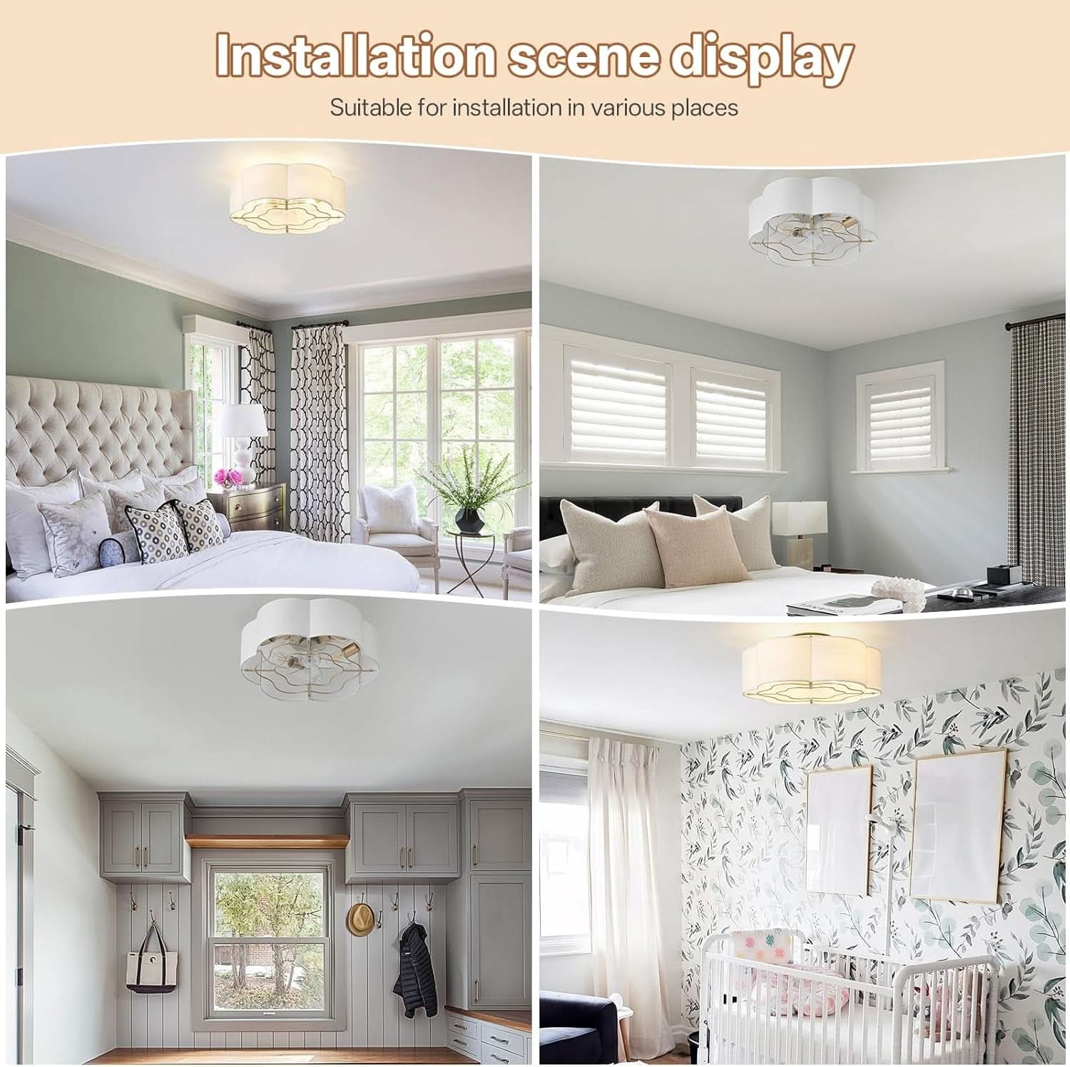 20 Inch Enclosed Boho Ceiling Fan With Integrated Light