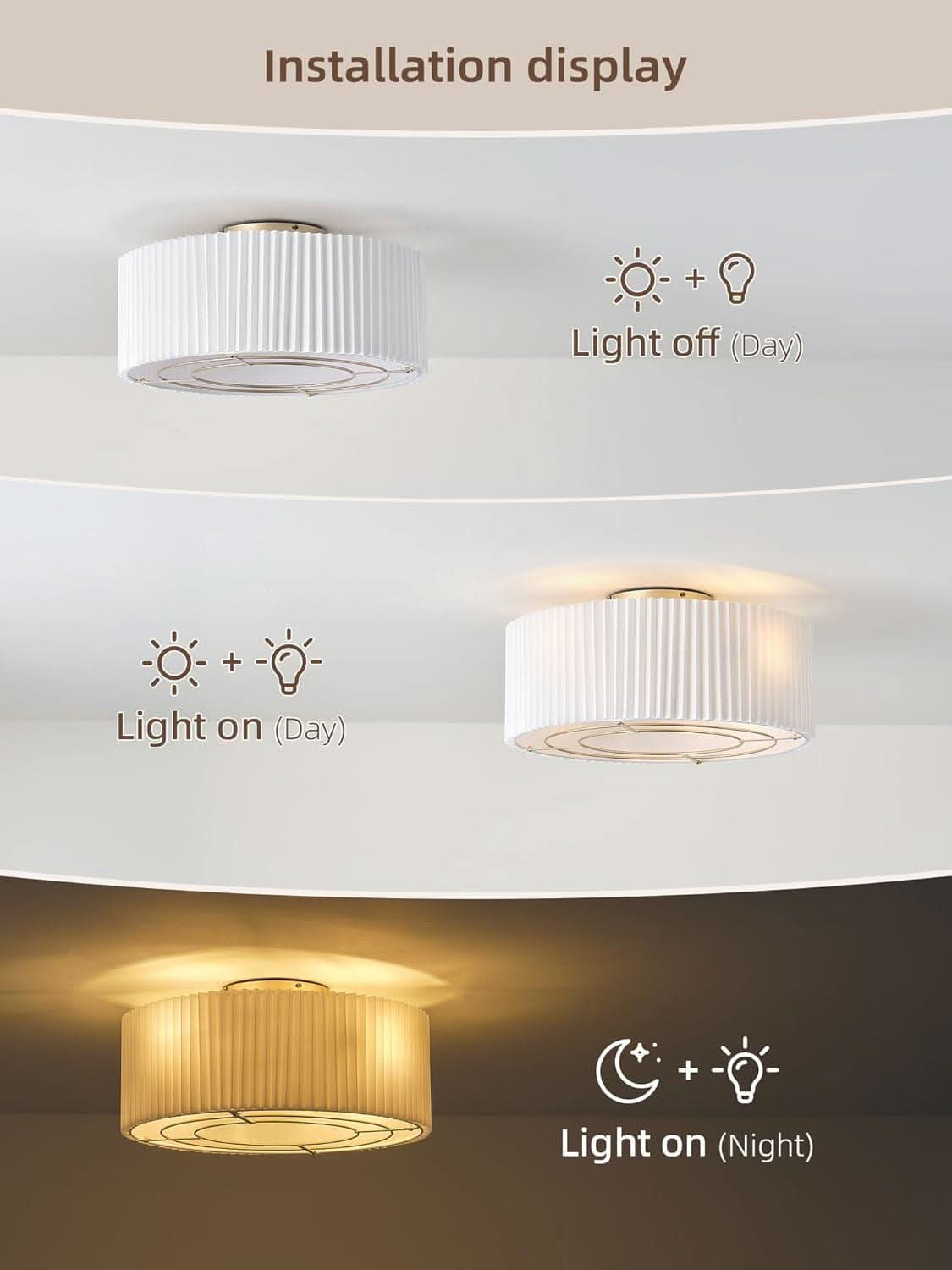 20 Inch Enclosed Low Profile Ceiling Fan With Remote LED